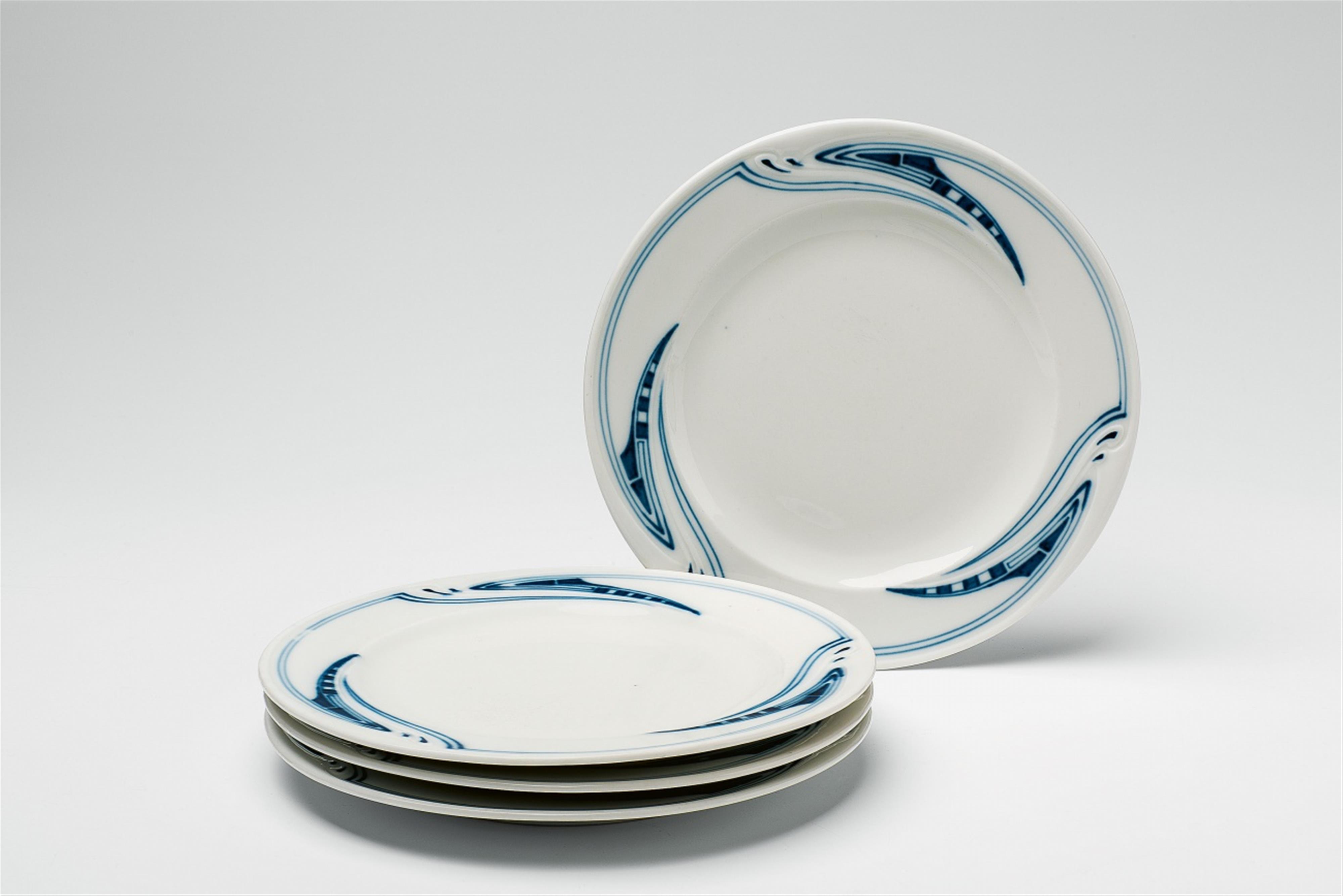 Four Meissen porcelain dinner plates designed by Henry van de Velde - image-1