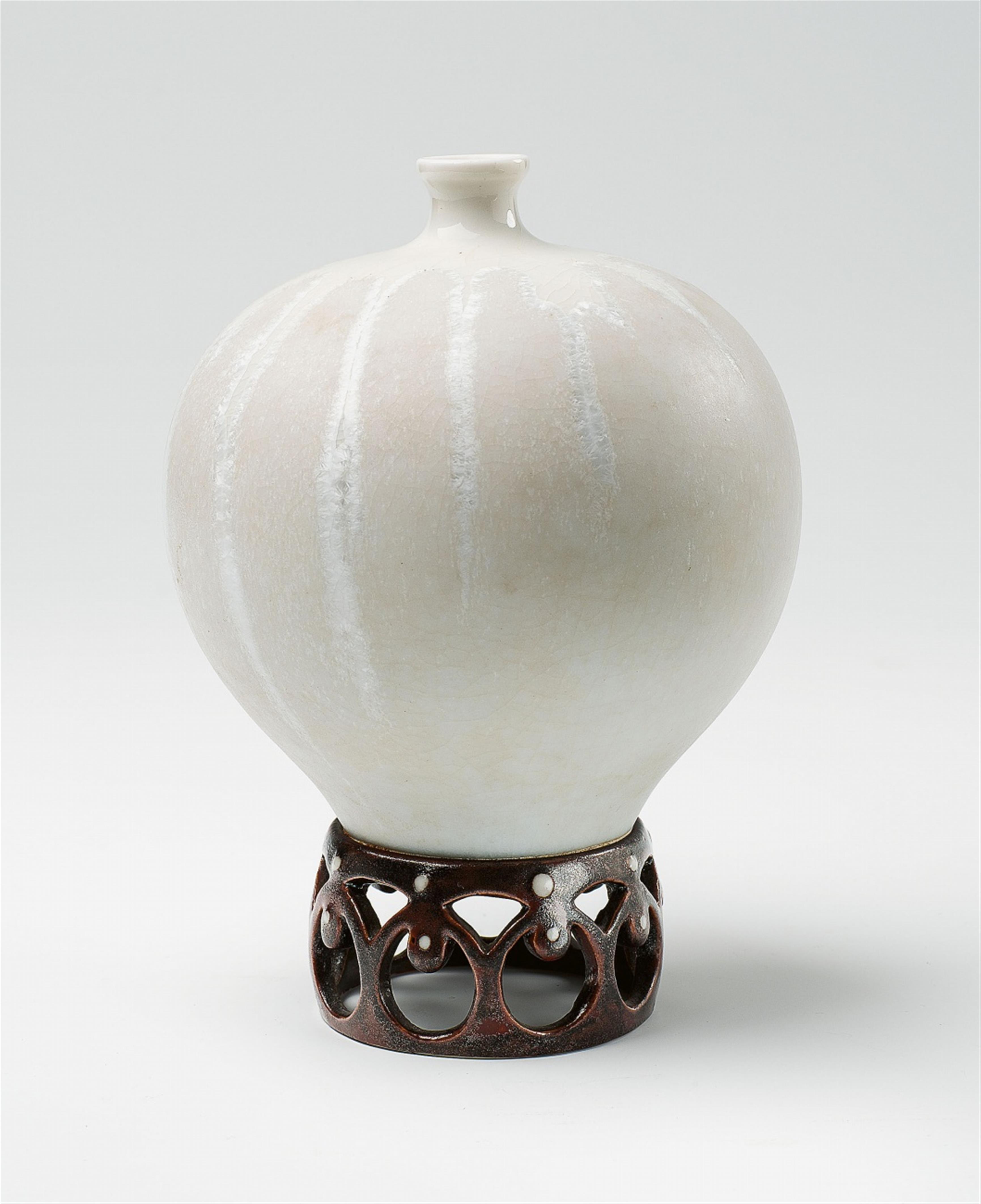 A Sèvres porcelain bottle on stand by Taxile Doat - image-1