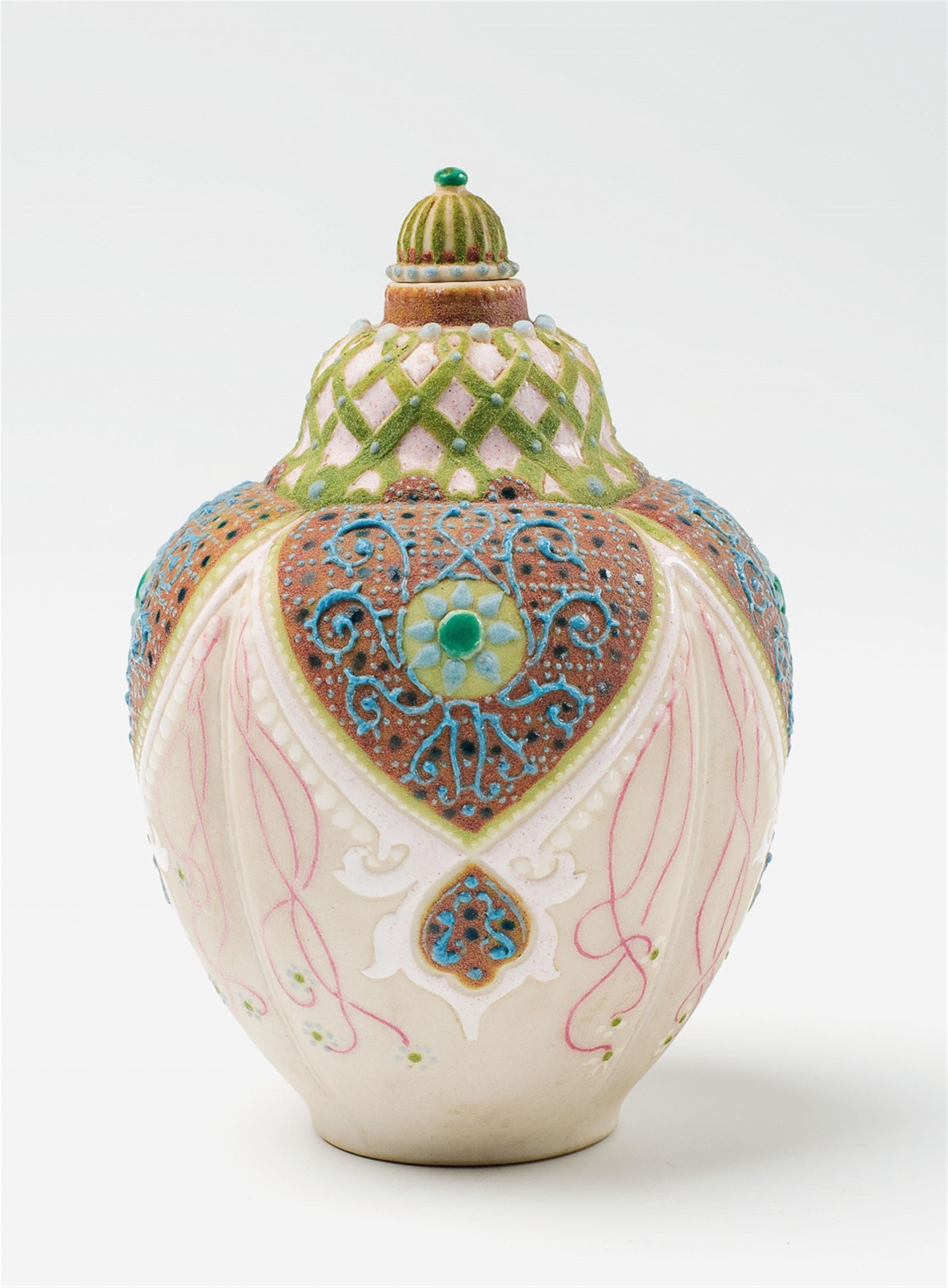 An ovoid Sèvres porcelain bottle by Taxile Doat - image-1