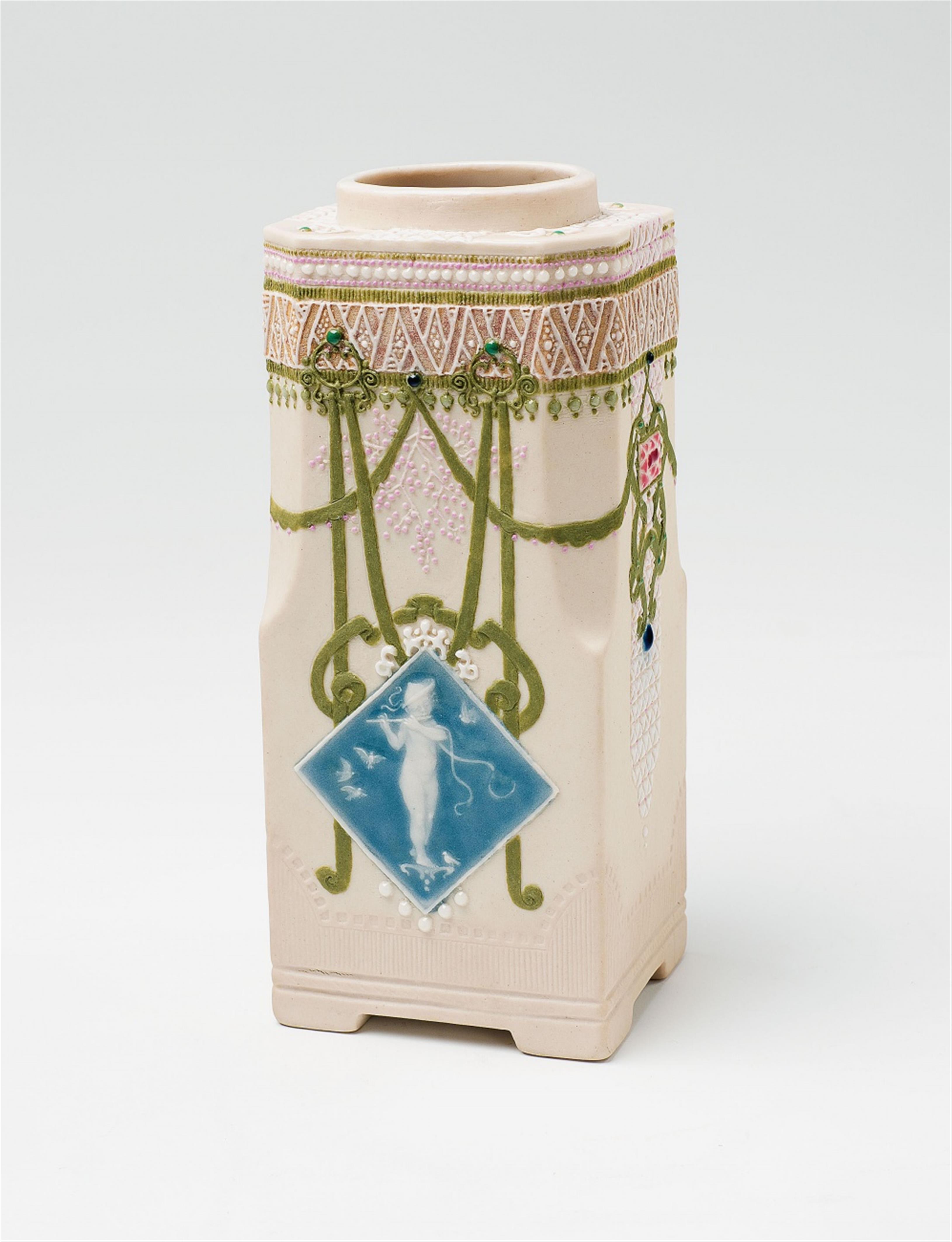 A Sèvres porcelain rectangular vase by Taxile Doat - image-1