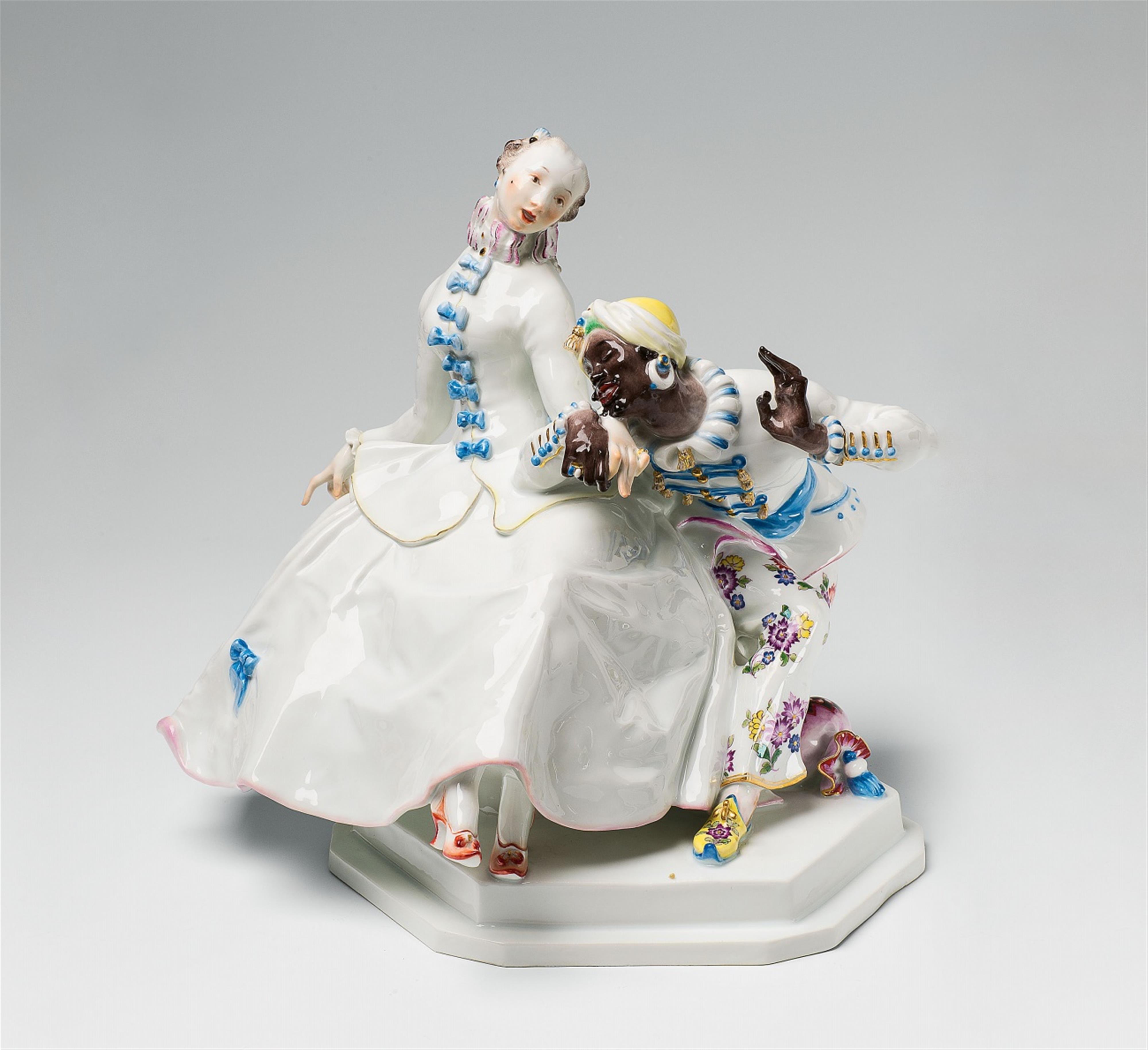 A Meissen porcelain group with a lady and a servant - image-2