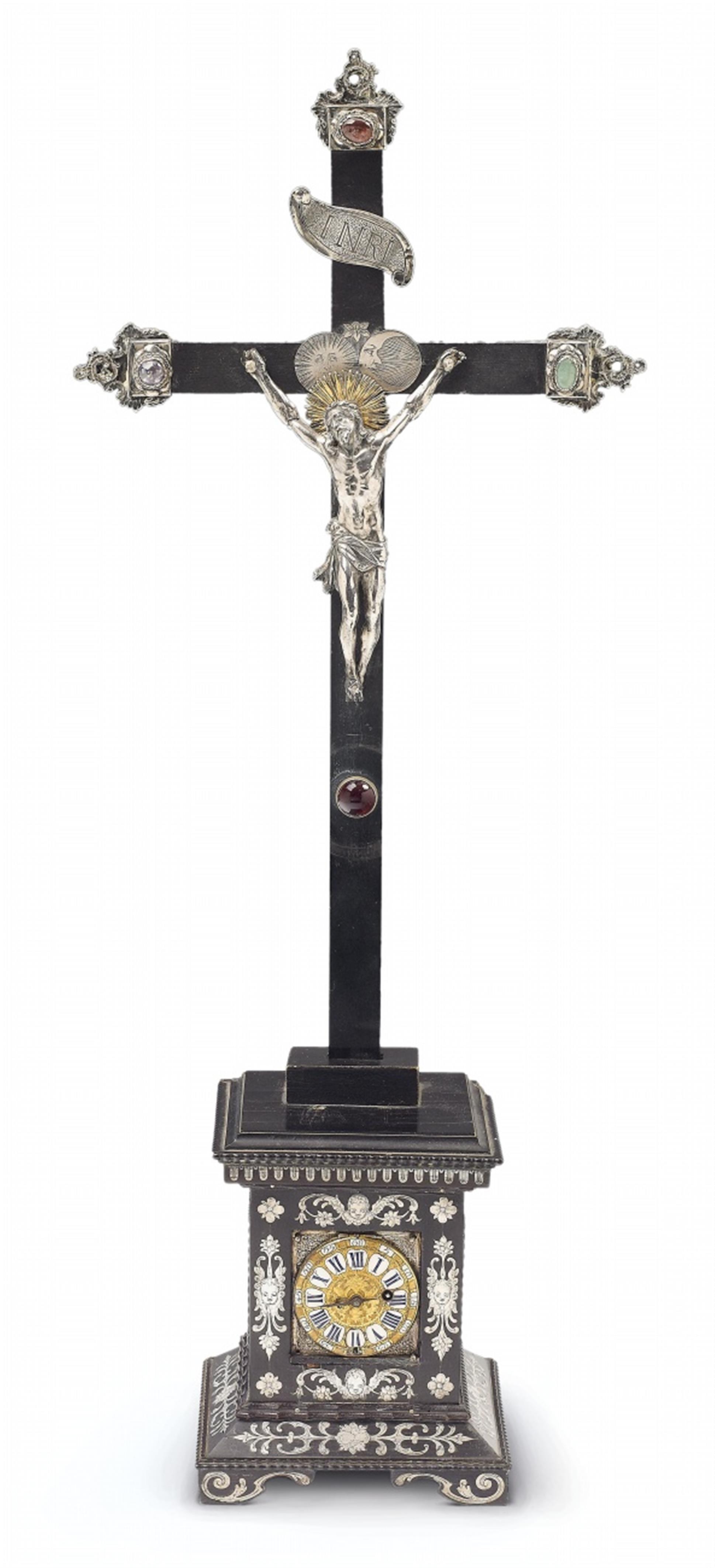 A silver-inlaid ebony crucifix - image-1