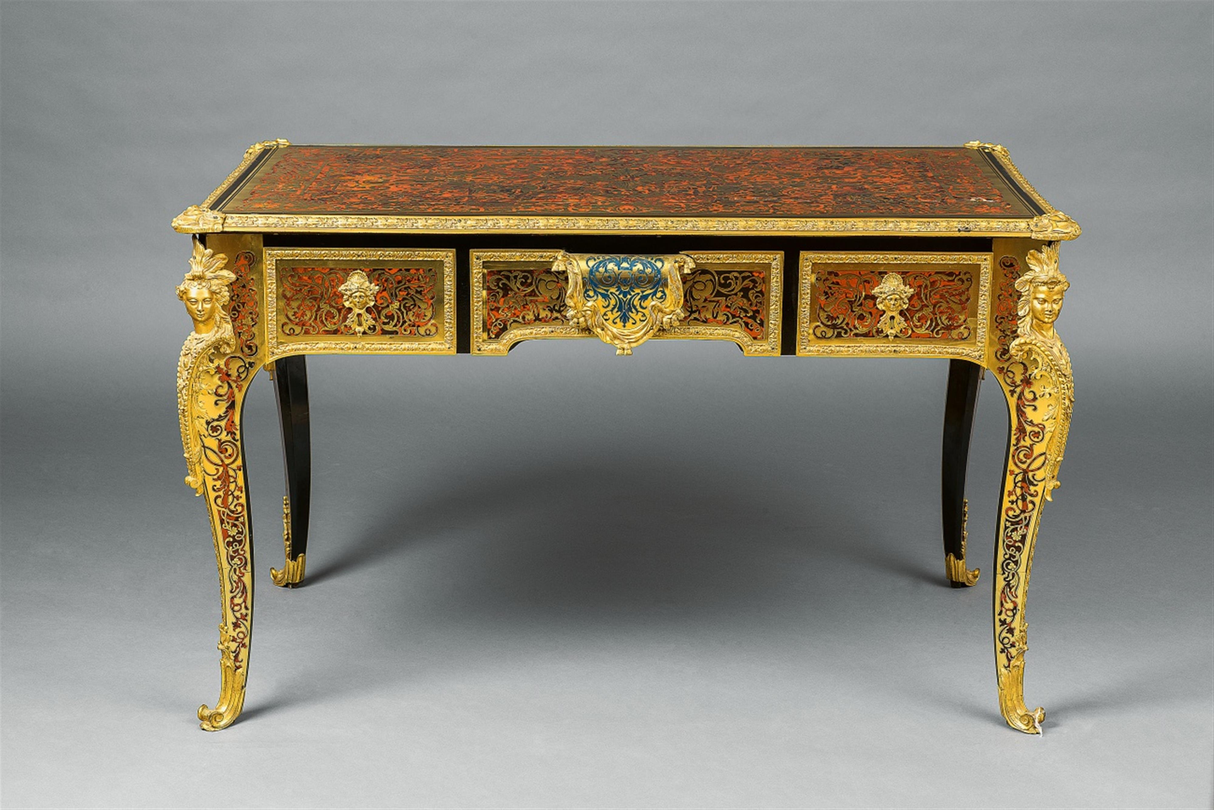 A mid-19th century Louis XIV style marquetry bureau plat - image-4