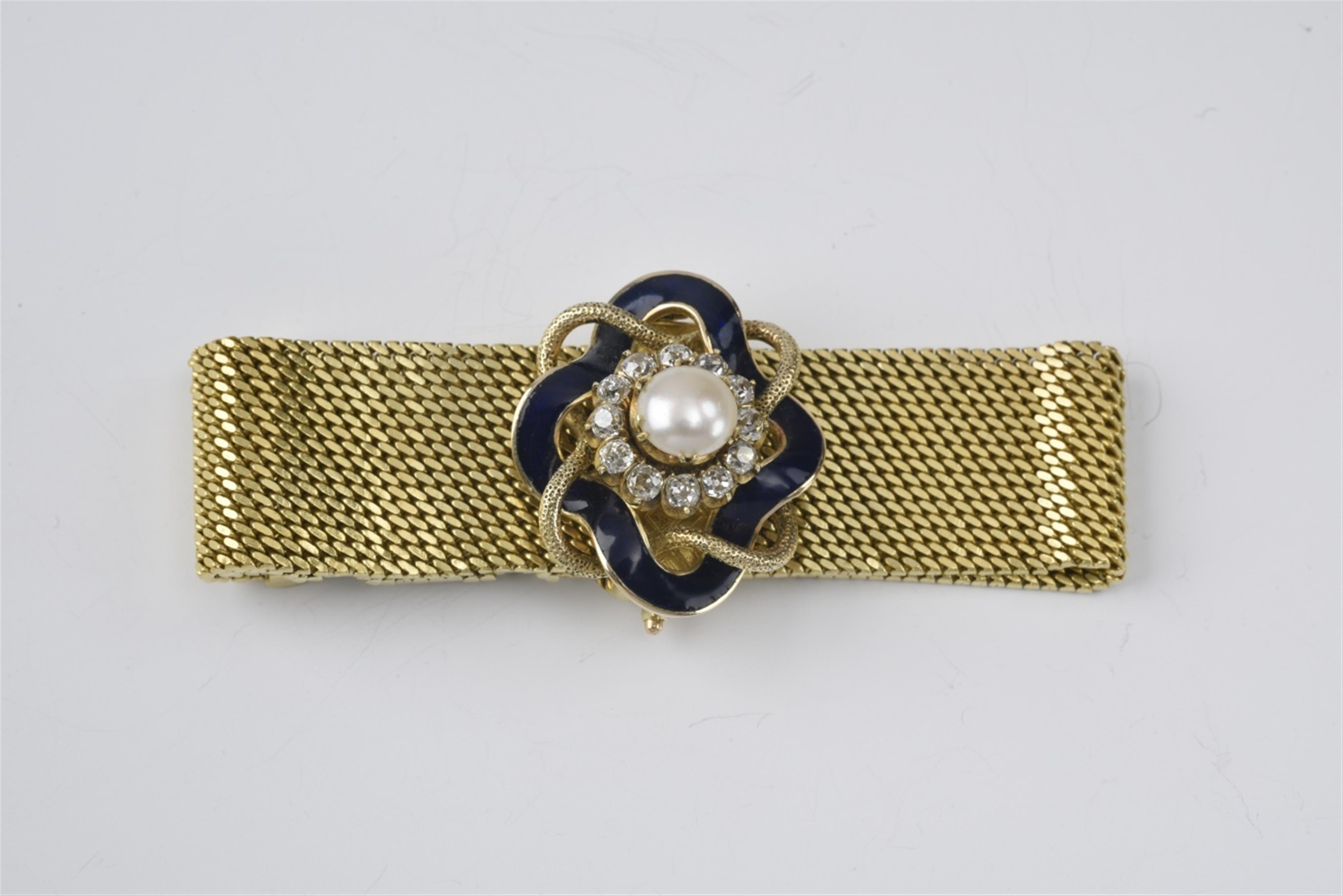 A 14k gold enamelled bracelet - image-1