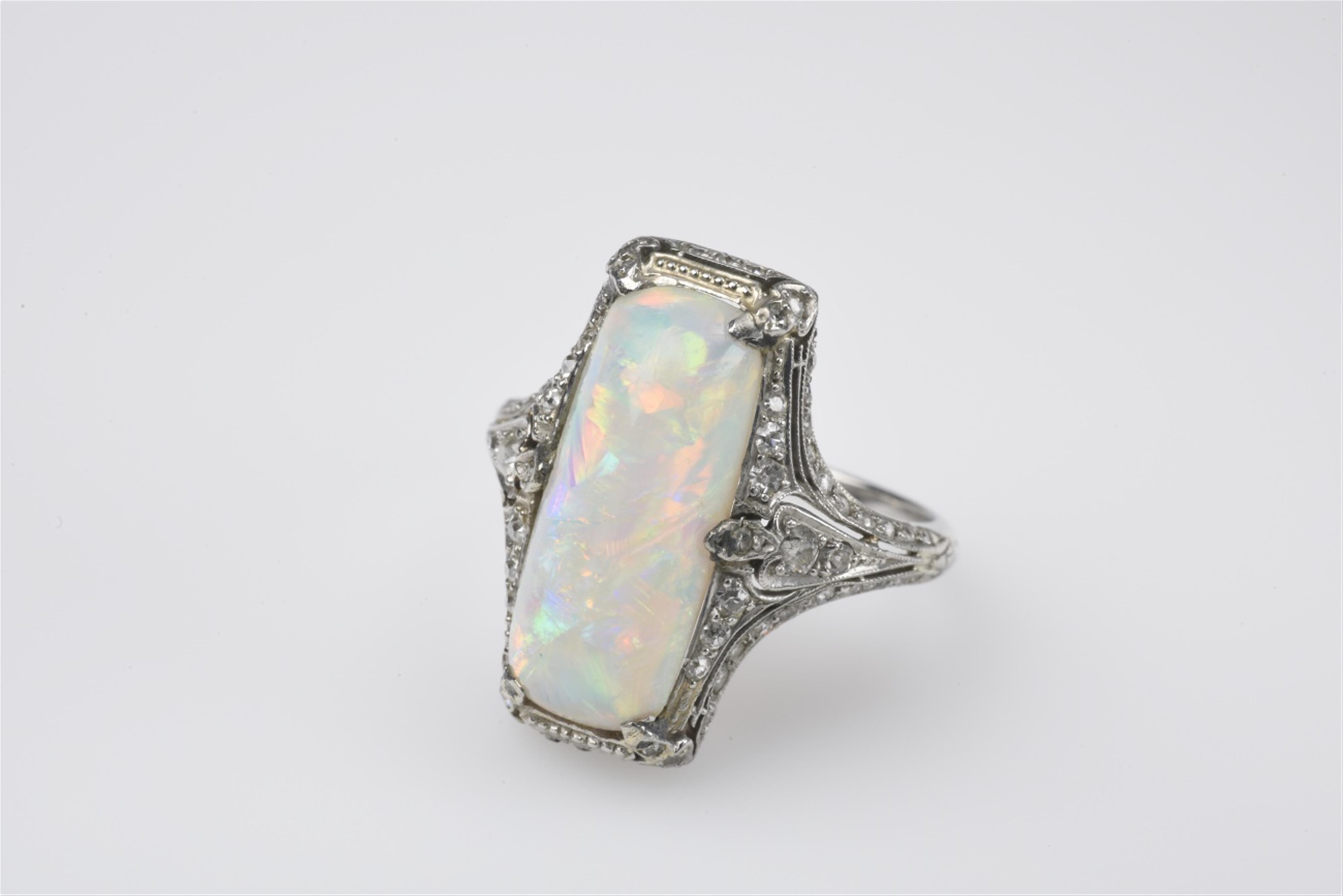 A Belle Epoque platinum and opal ring - image-1