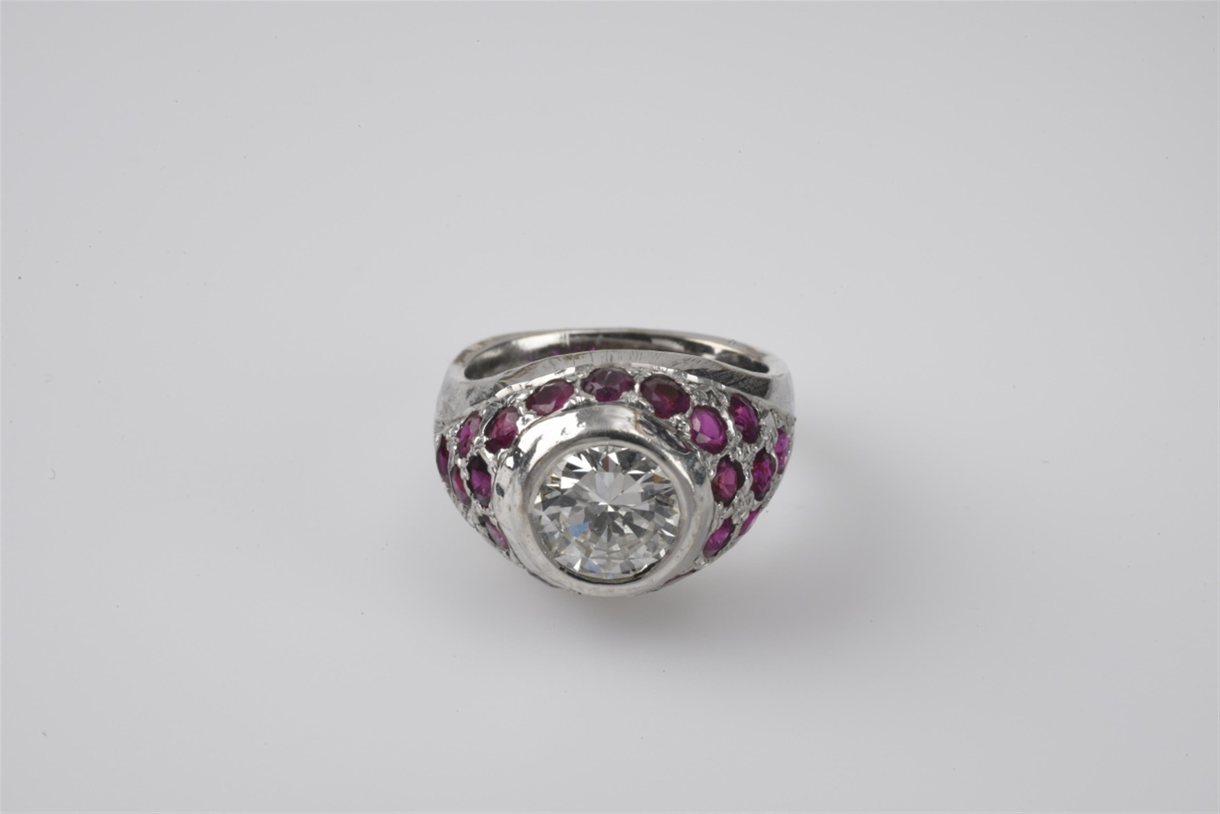 A 14k white gold solitaire diamond cocktail ring - image-1
