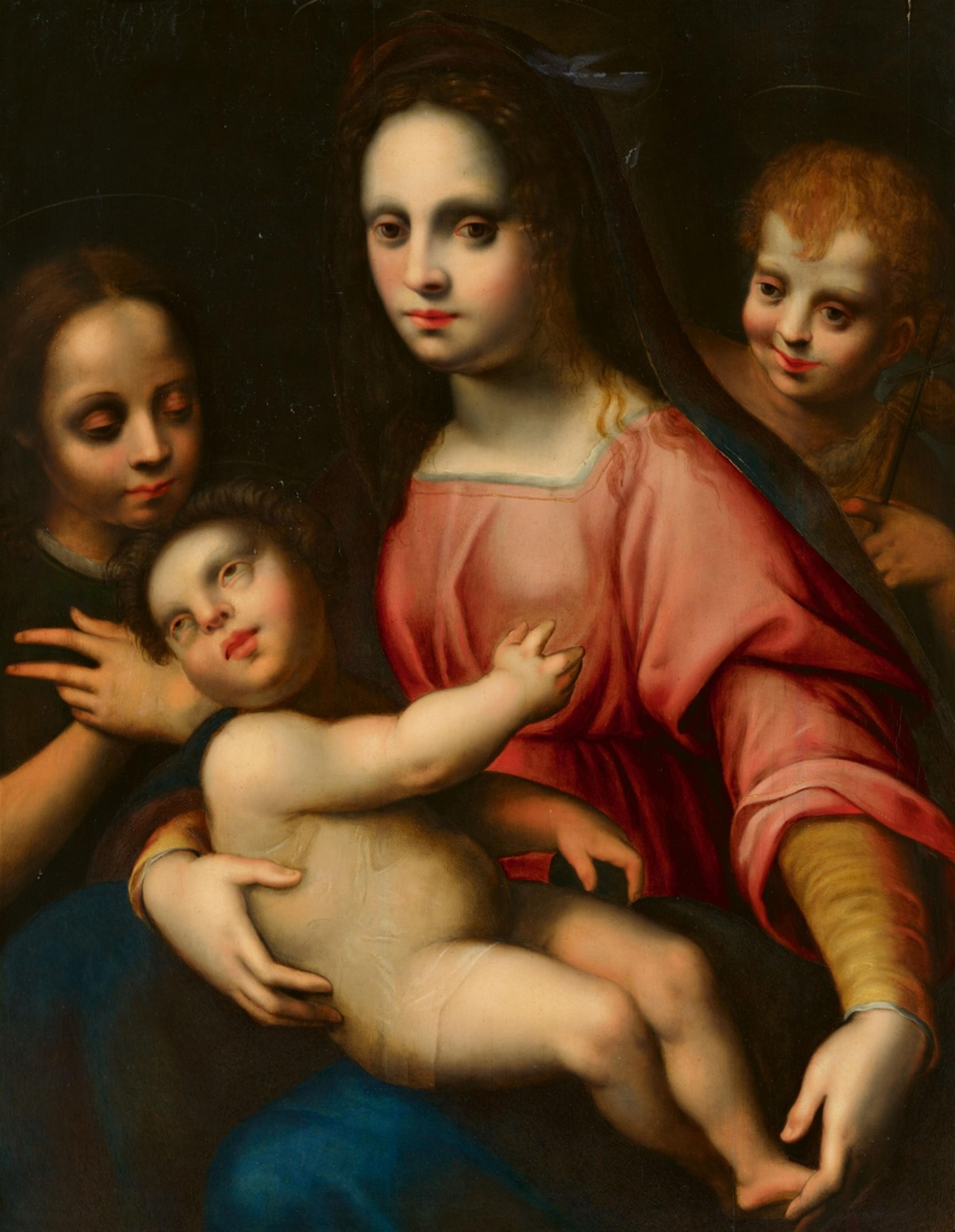 Domenico Puligo - Madonna mit Kind, Johannesknaben und Engel - image-1
