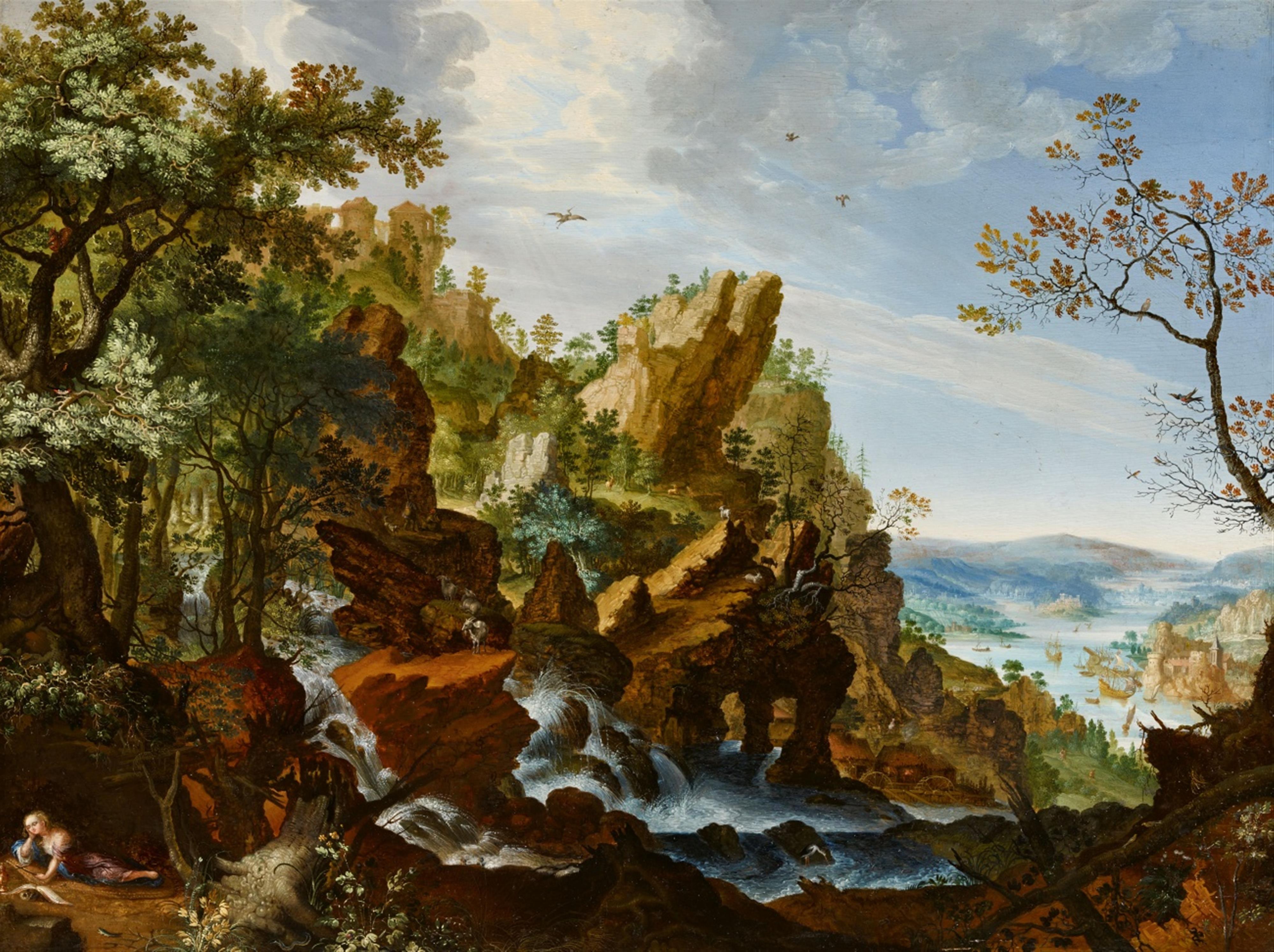 Gillis de Hondecoeter - Rocky Landscape with the Penitent Mary Magdalene - image-1