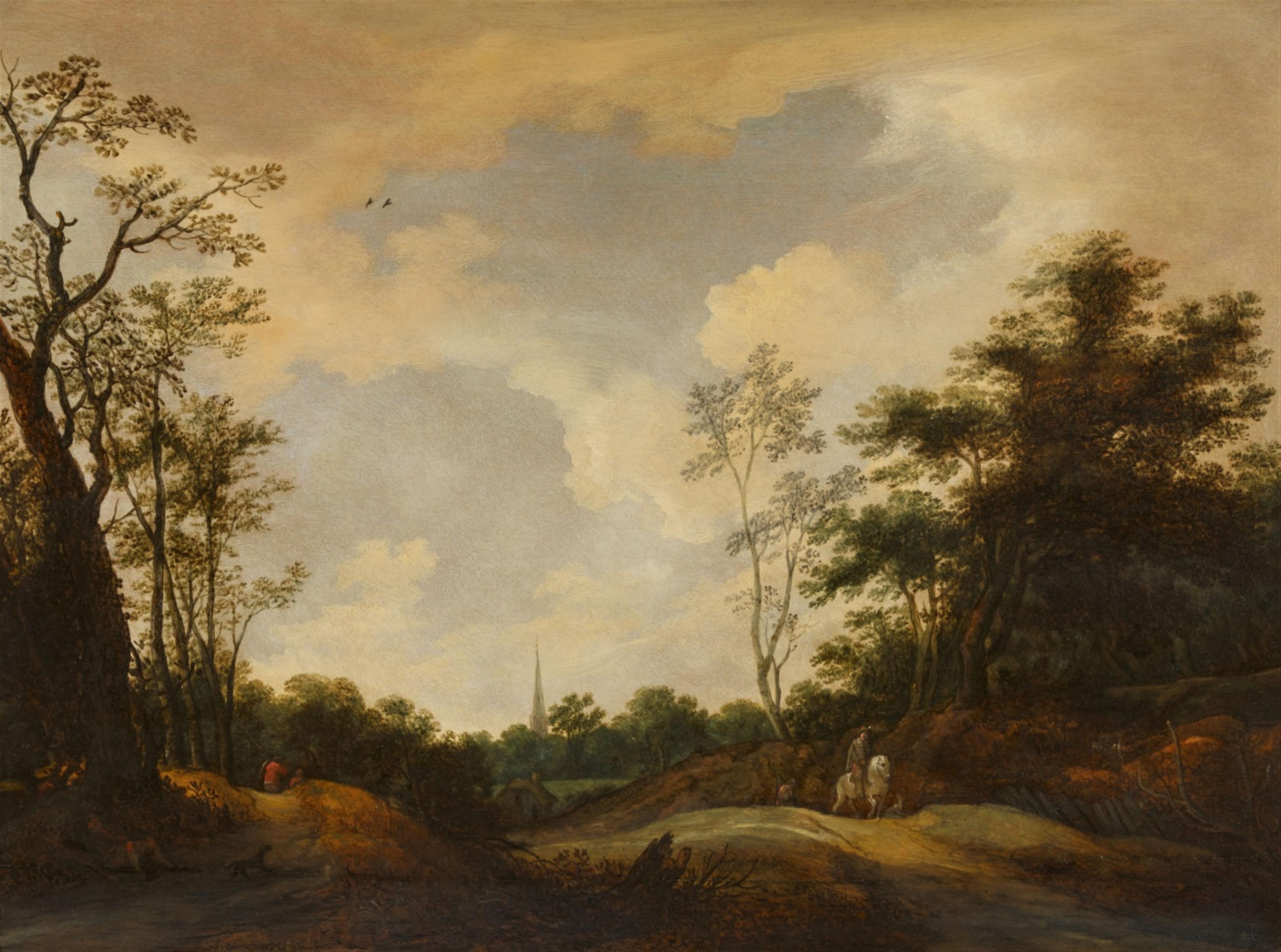 Frans de Momper - Flachhügelige Landschaft mit hohen Laubbäumen - image-1