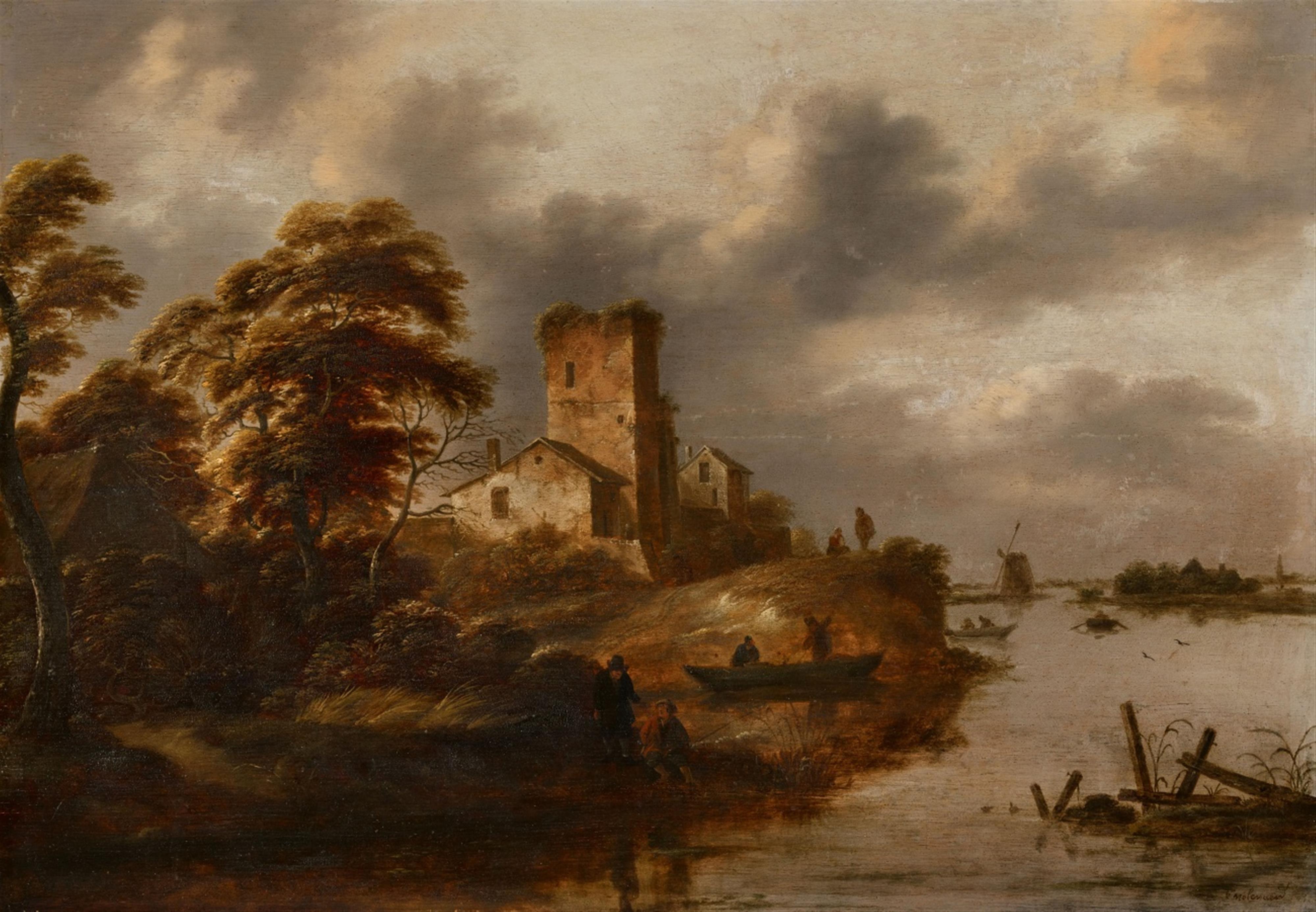 Klaes (Nicolaes) Molenaer - Landschaft an einem Fluss - image-1