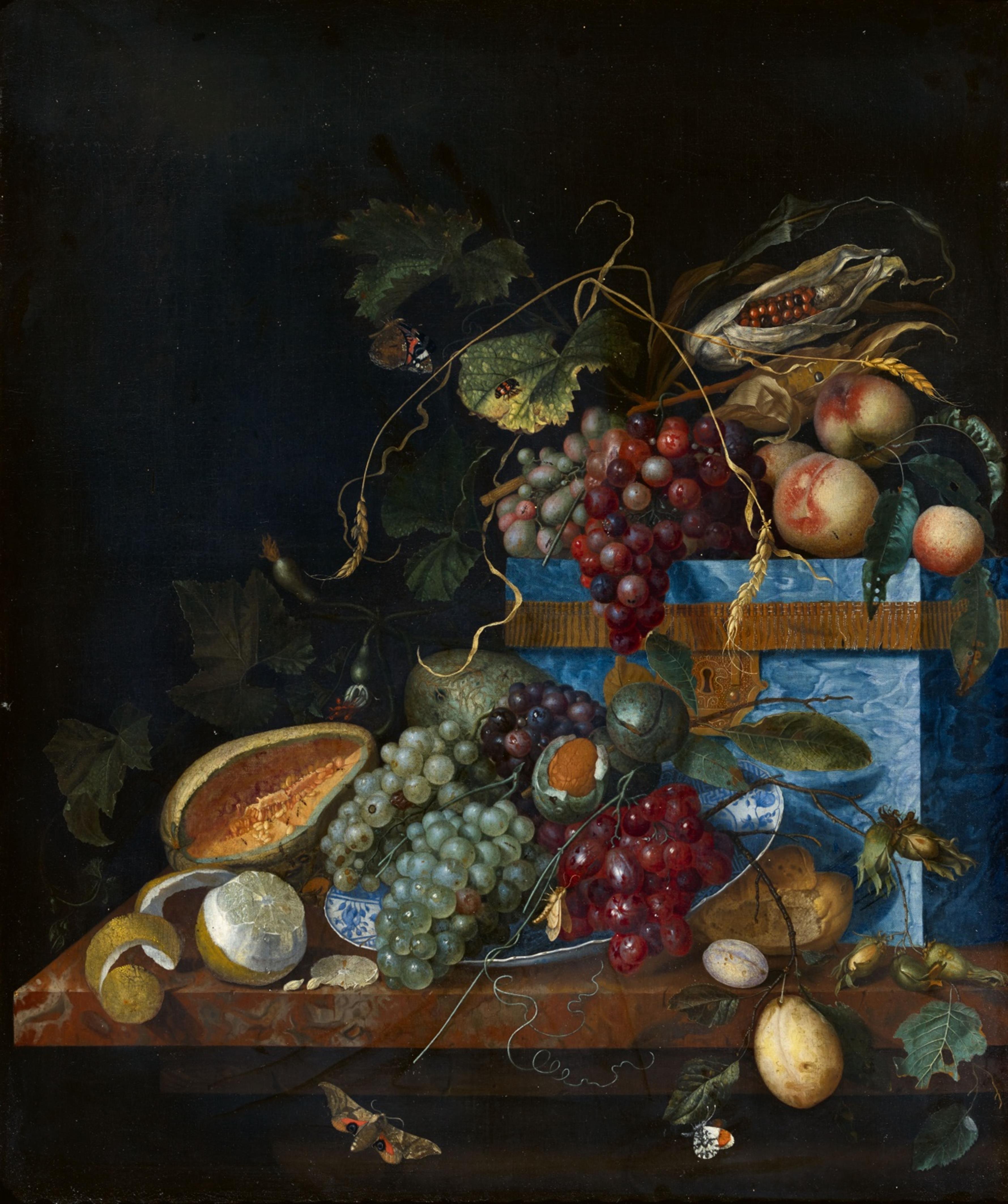 Jan Davidsz. de Heem, circle of - Still Life with Fruit, a Lapis Lazuli Box, and a Wanli Dish - image-1