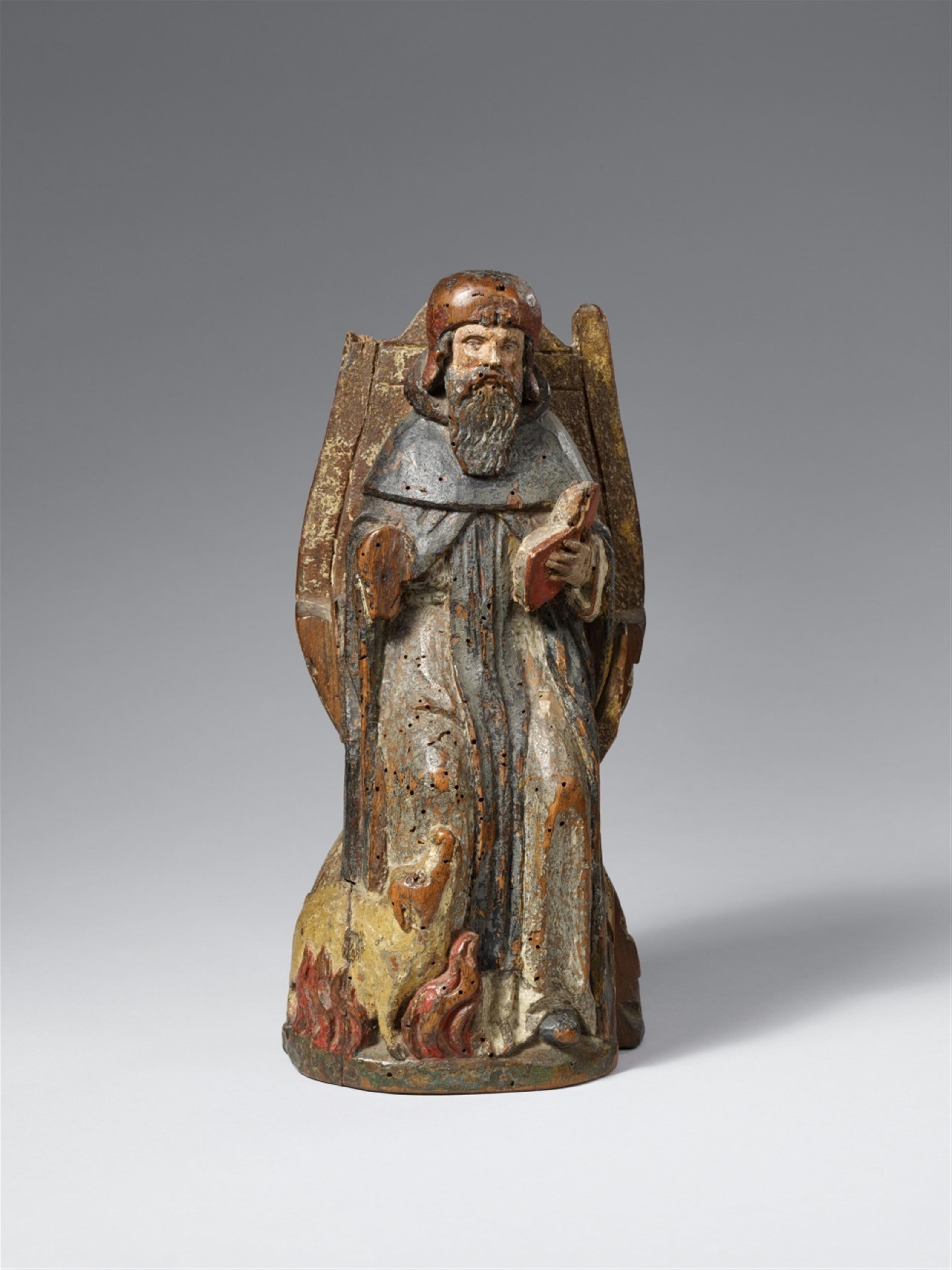 Probably West Germany 2nd half 15th century - A carved wooden figure of Saint Anthony, probably West German, second half 15th century - image-1