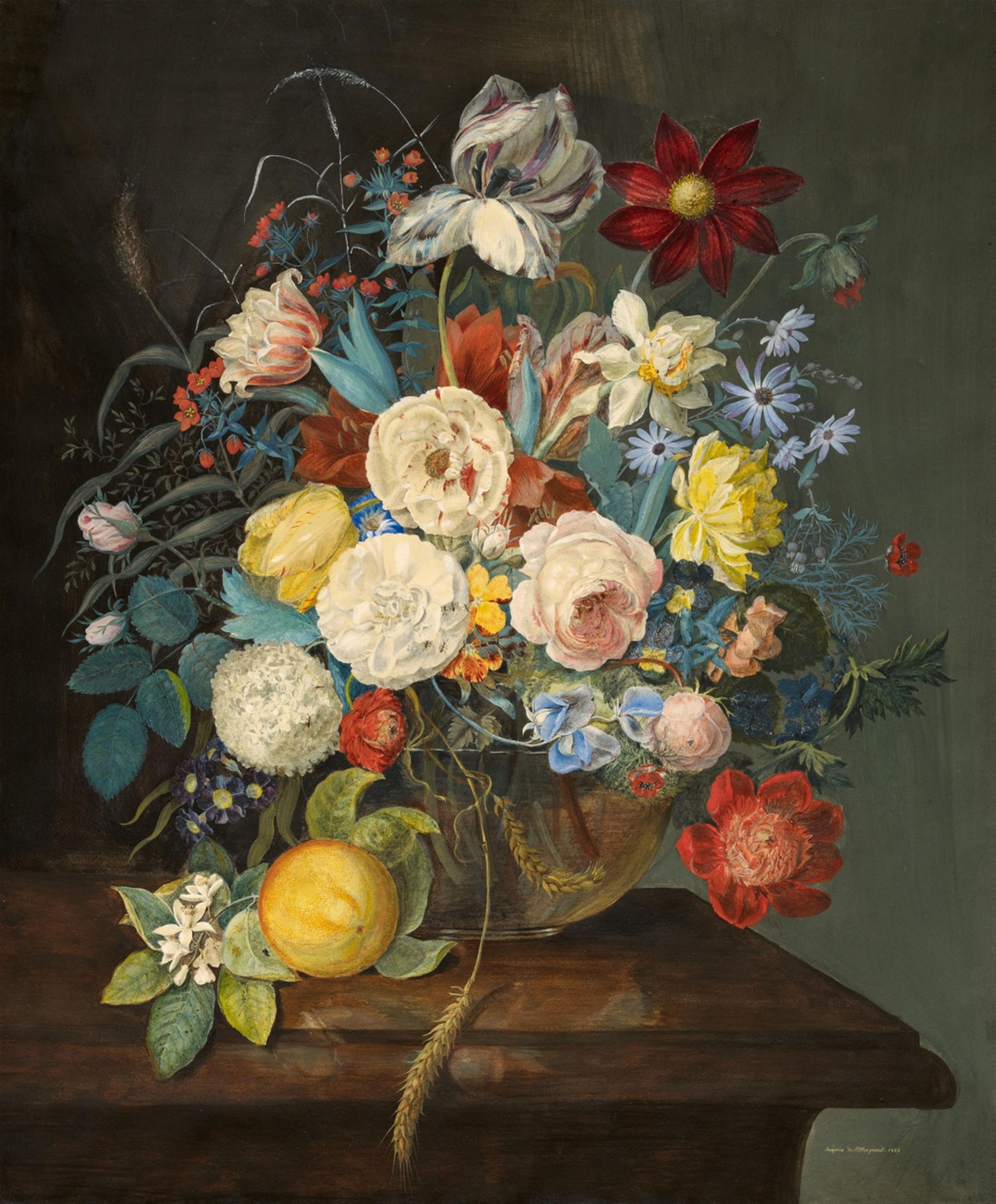 Josephine von Miller - Floral Still Life with a Lemon - image-1