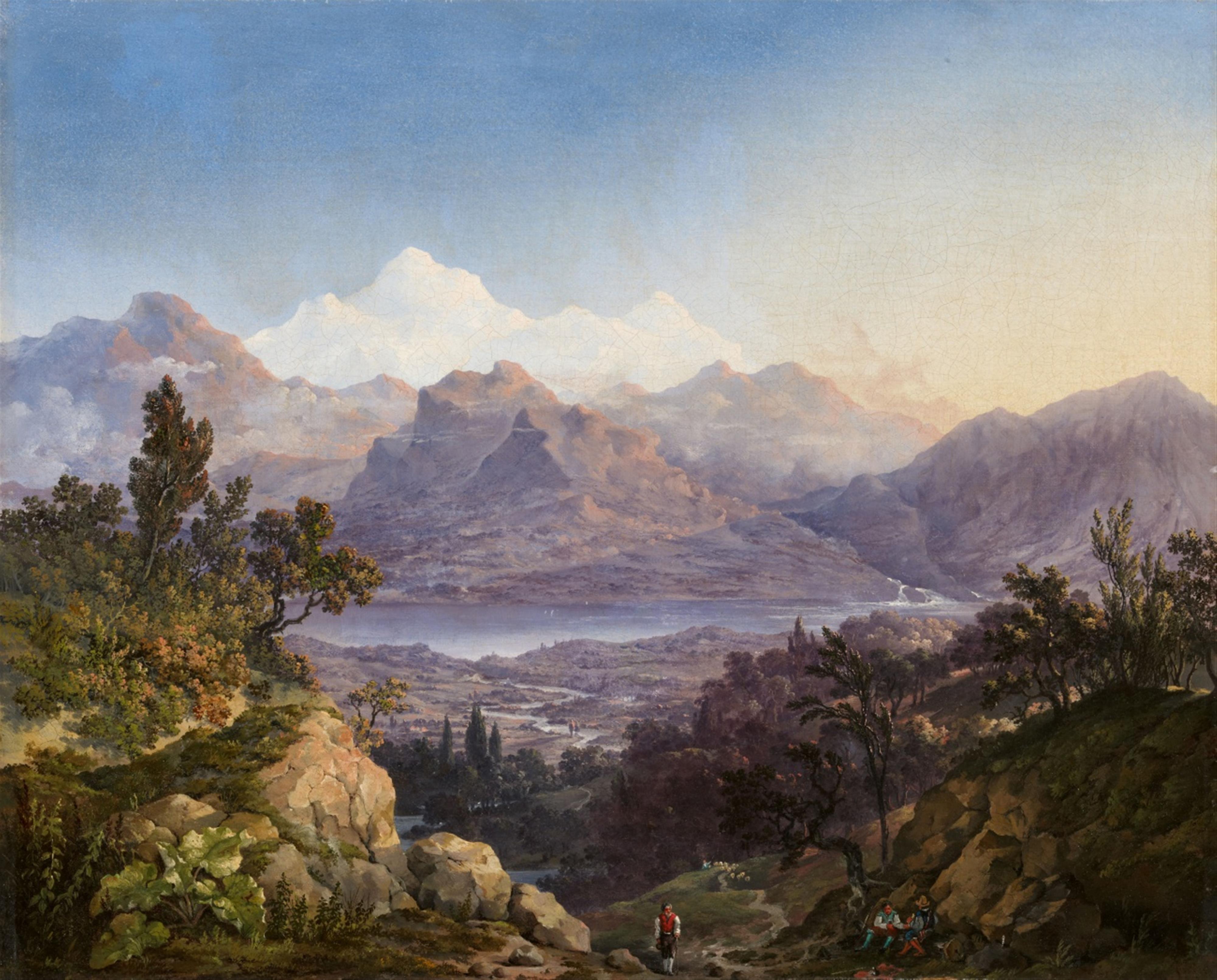 Deutscher oder Schweizer Meister um 1820/1830 - Alpenlandschaft (Berner Alpen mit Jungfrauenmassiv?) - image-1