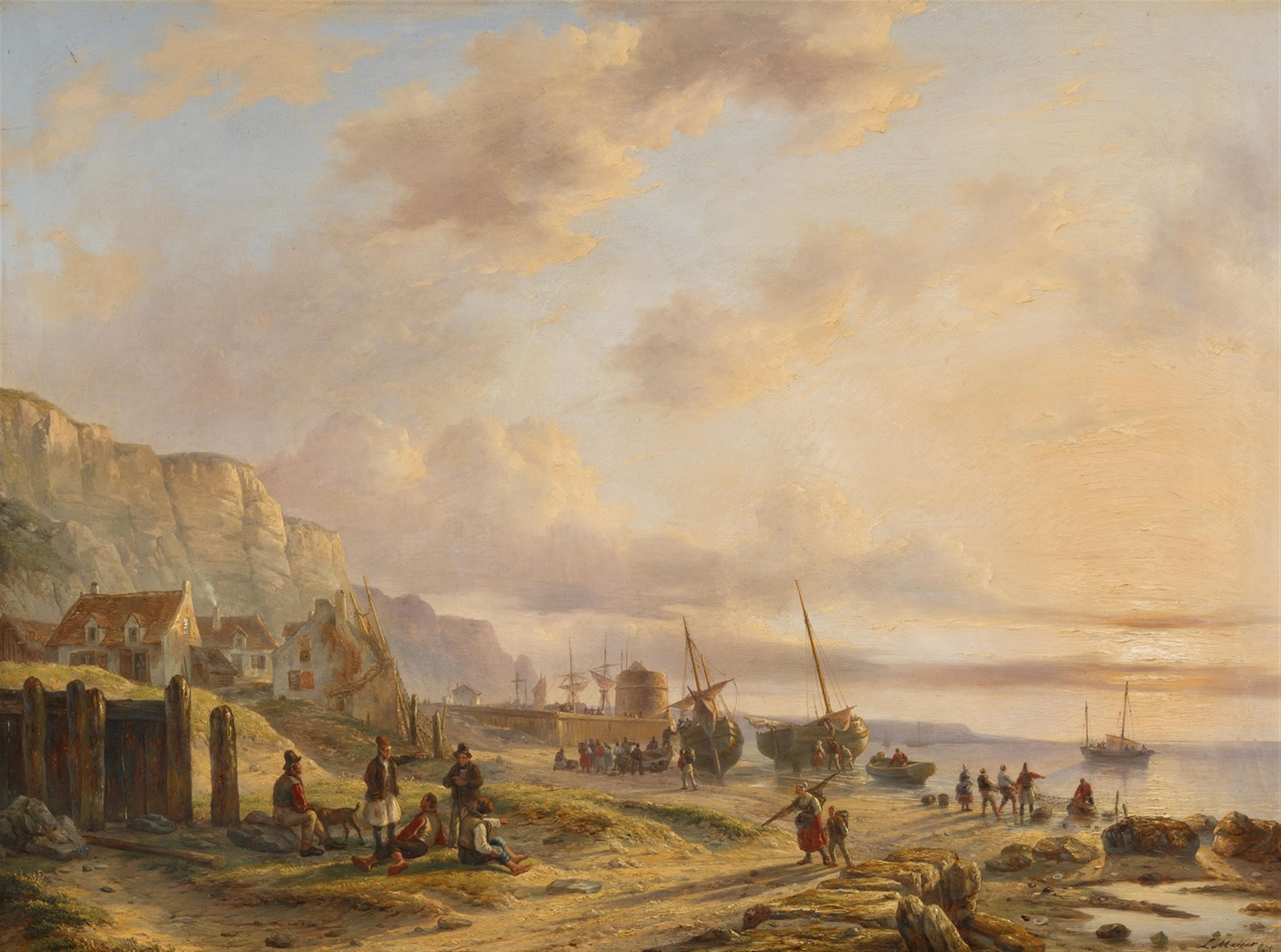 Johan Hendrik Louis Meyer - Coastal Landscape with Fishers - image-1