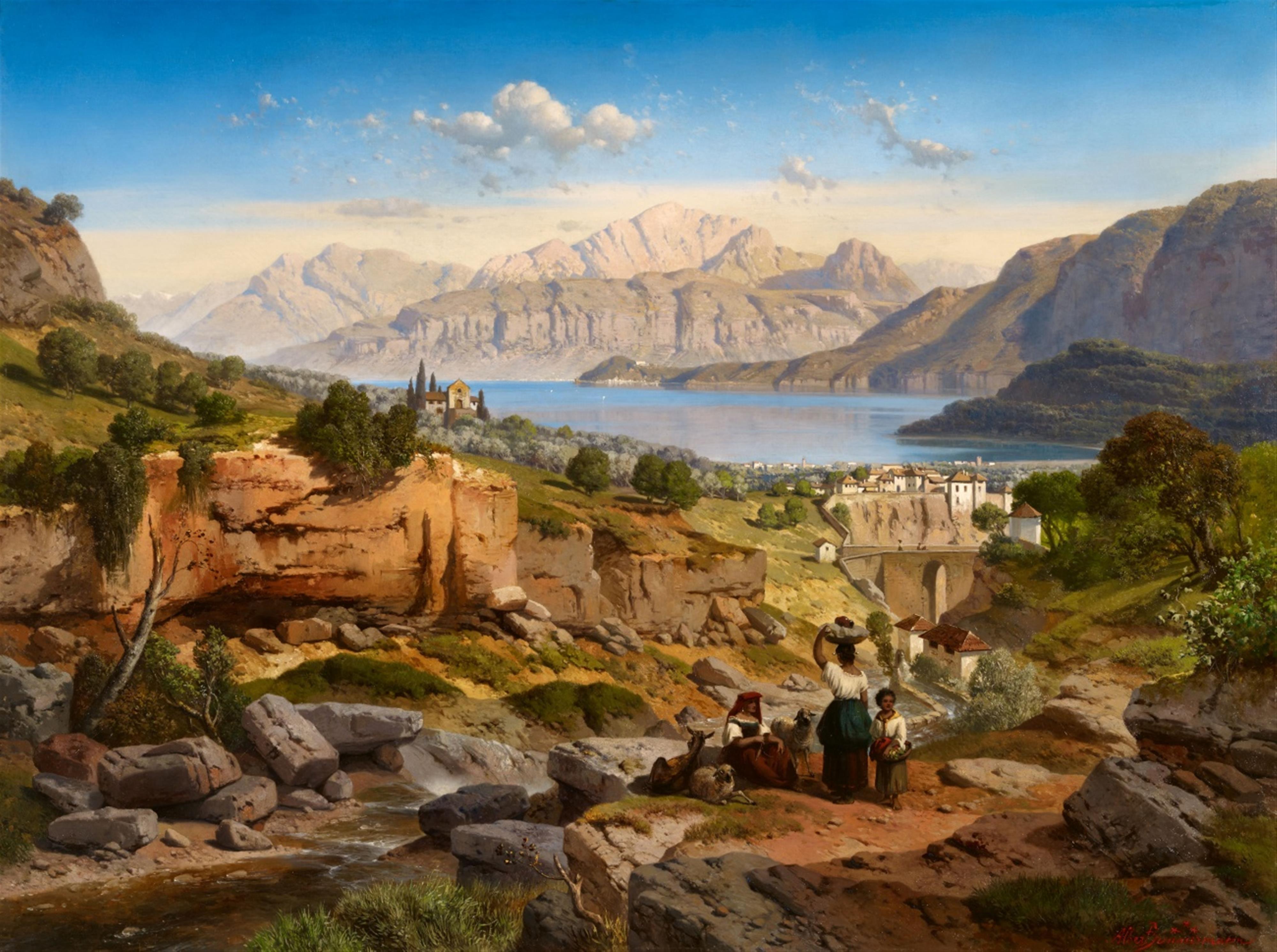 August Albert Zimmermann - View of Bellagio at Lake Como - image-1