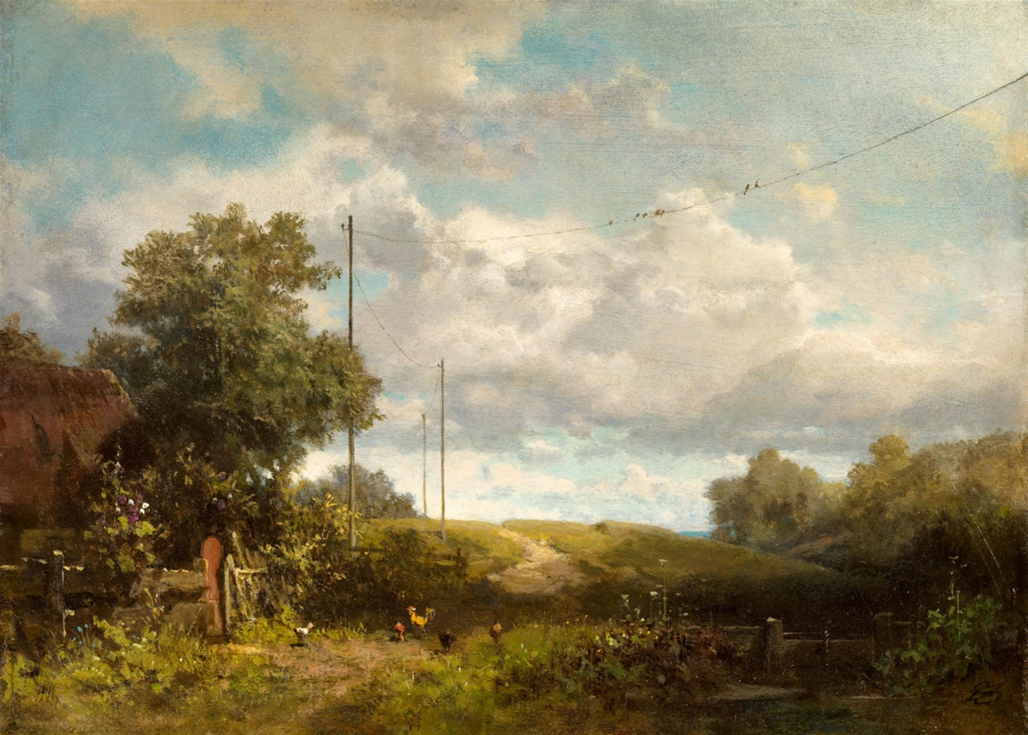 Carl Spitzweg - Landscape with Swallows - image-1