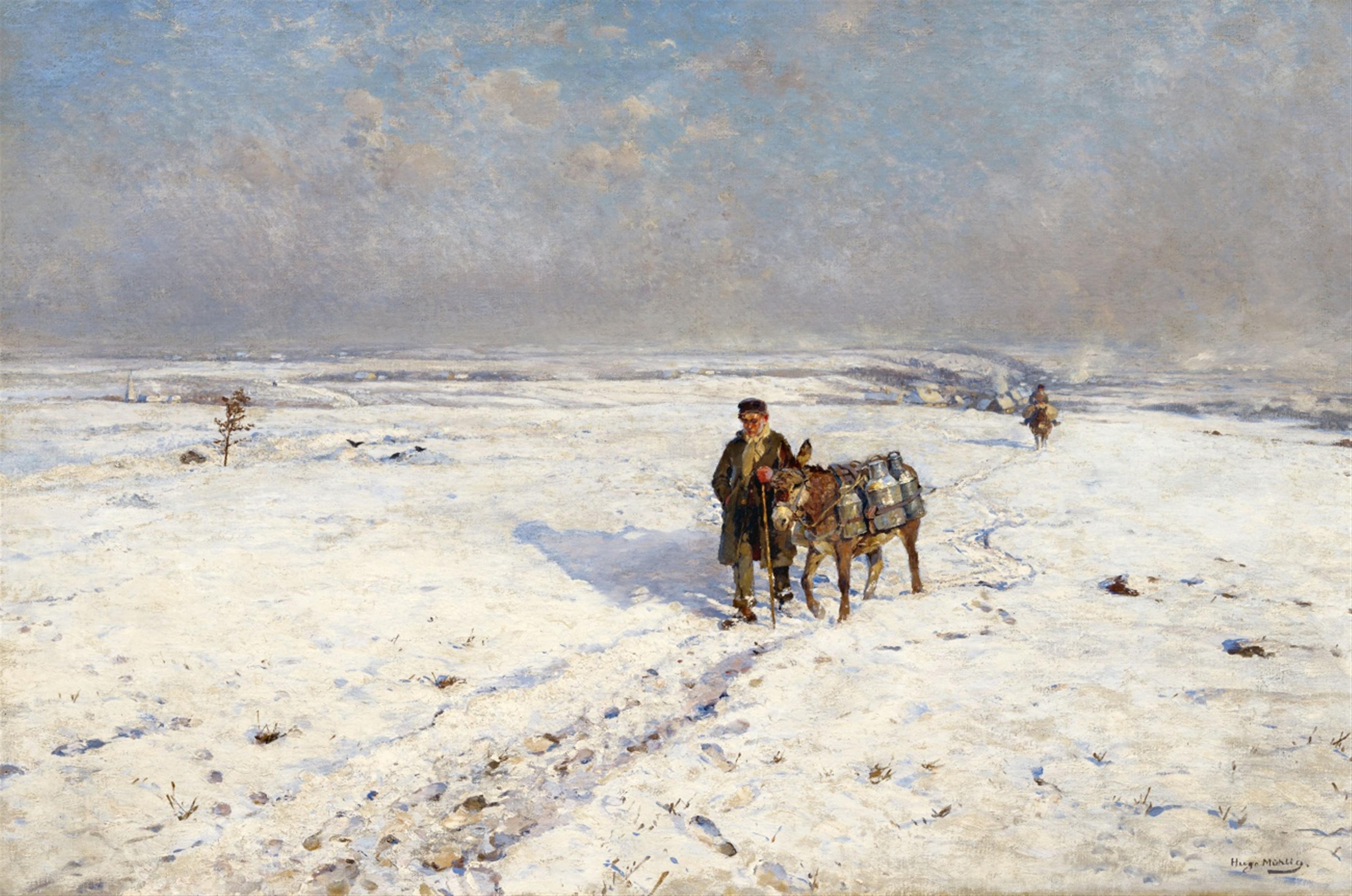 Hugo Mühlig - Winterlandschaft mit Eseln - image-1