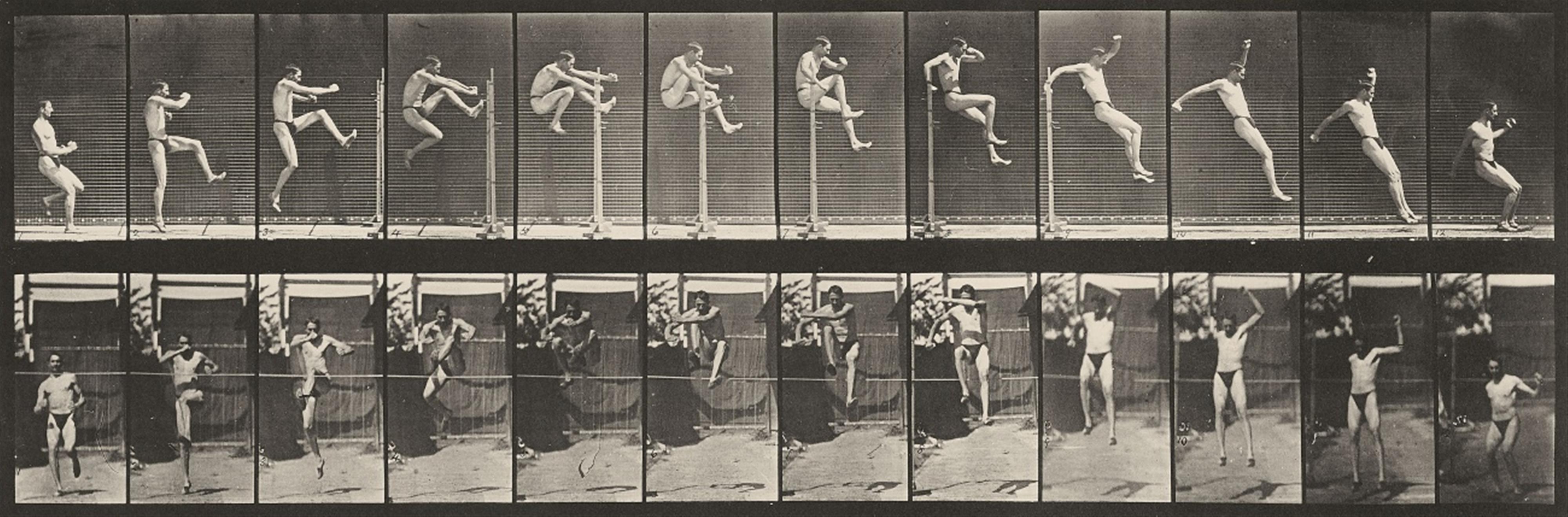 Eadweard Muybridge - Man performing running straight high jump (plate 152, from: Animal Locomotion) - image-1