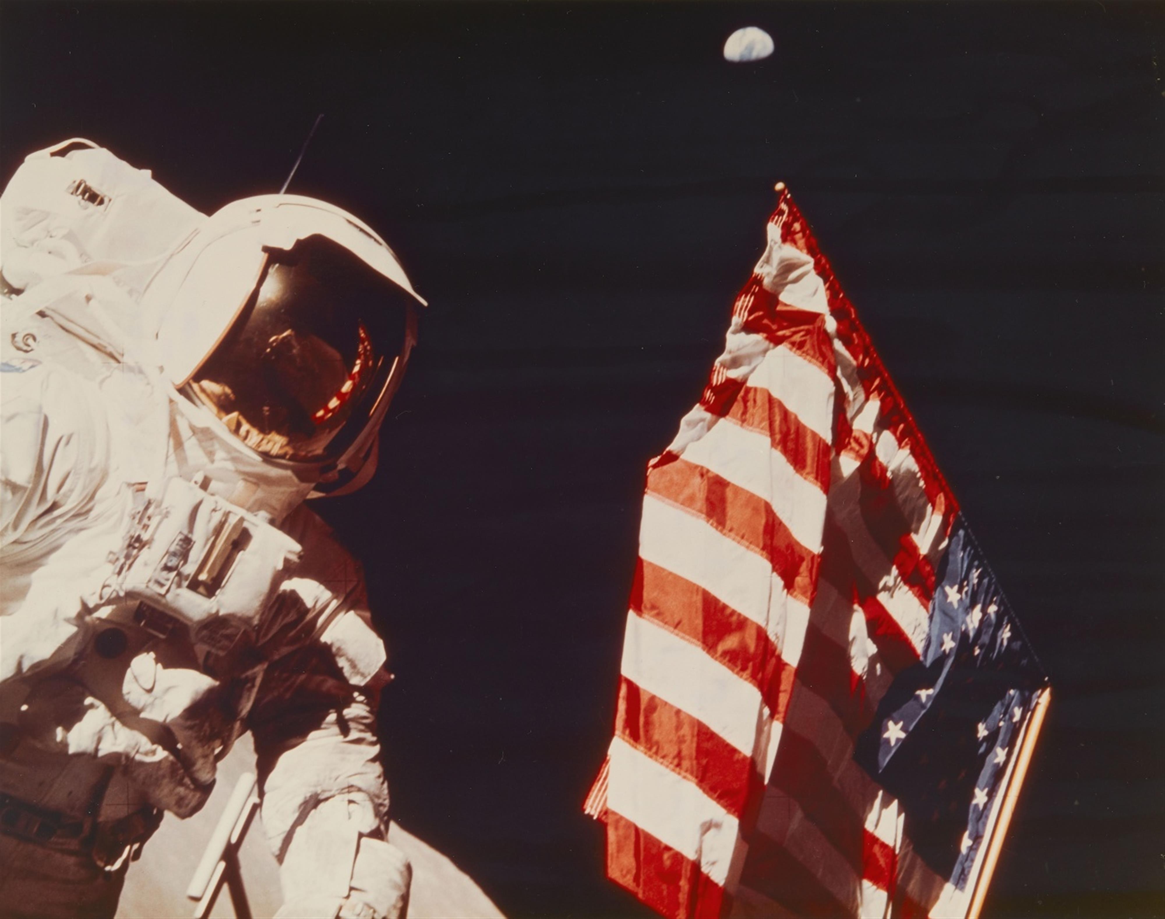 NASA - Harrison H. Schmitt next to the United States flag, Apollo 17 - image-1