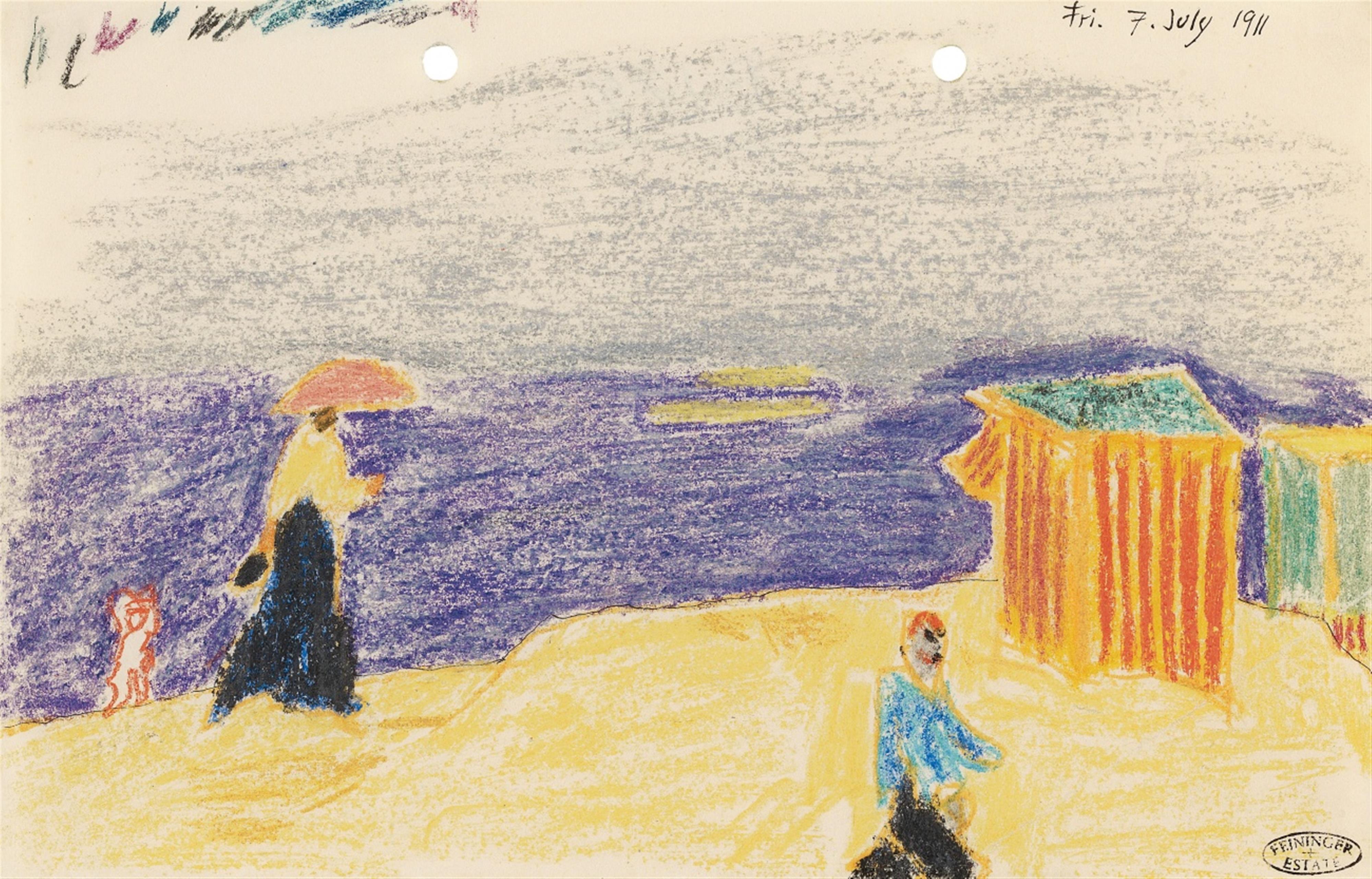 Lyonel Feininger - Dame und Kinder am Strand in Heringsdorf (Figures on the Beach) - image-1