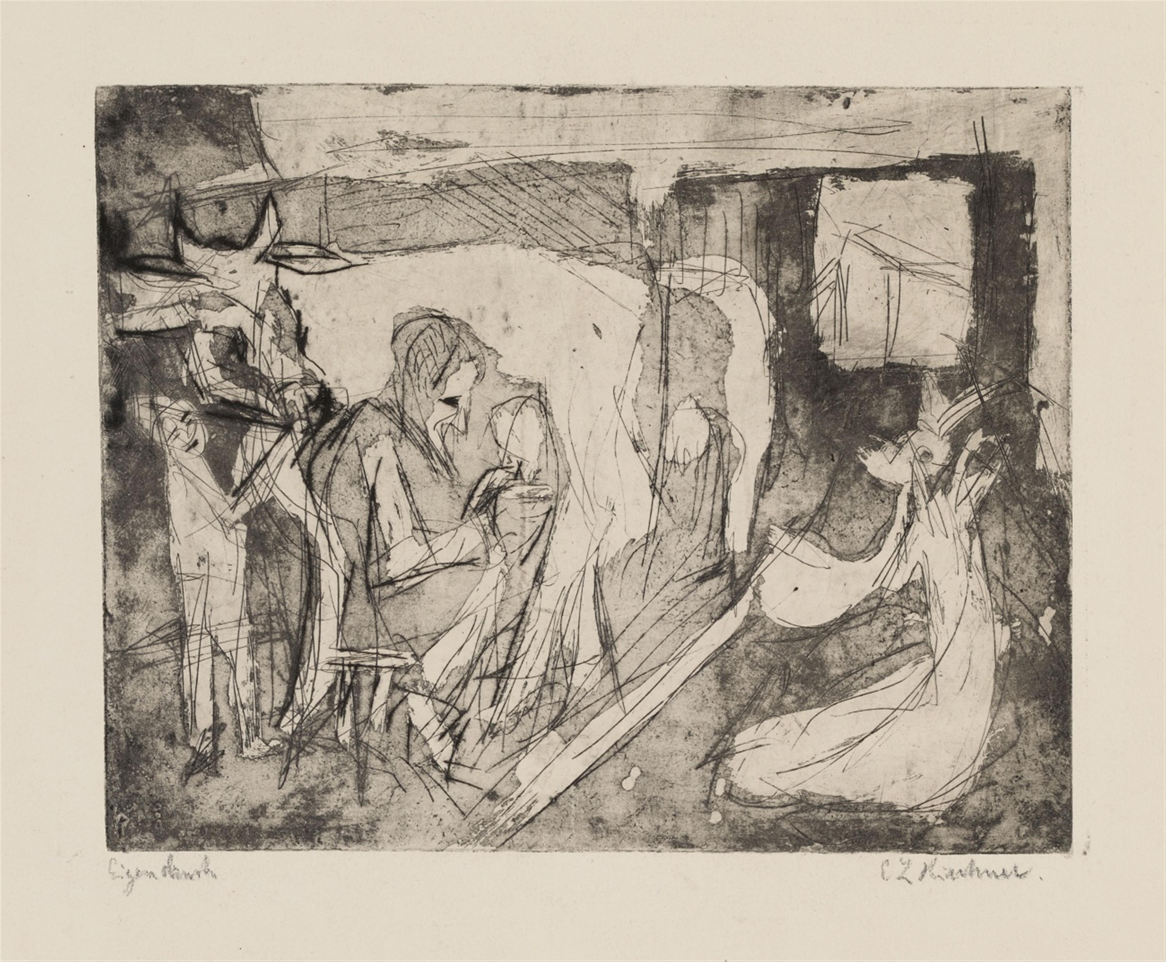 Ernst Ludwig Kirchner - Melkender Bauer im Stall - image-1