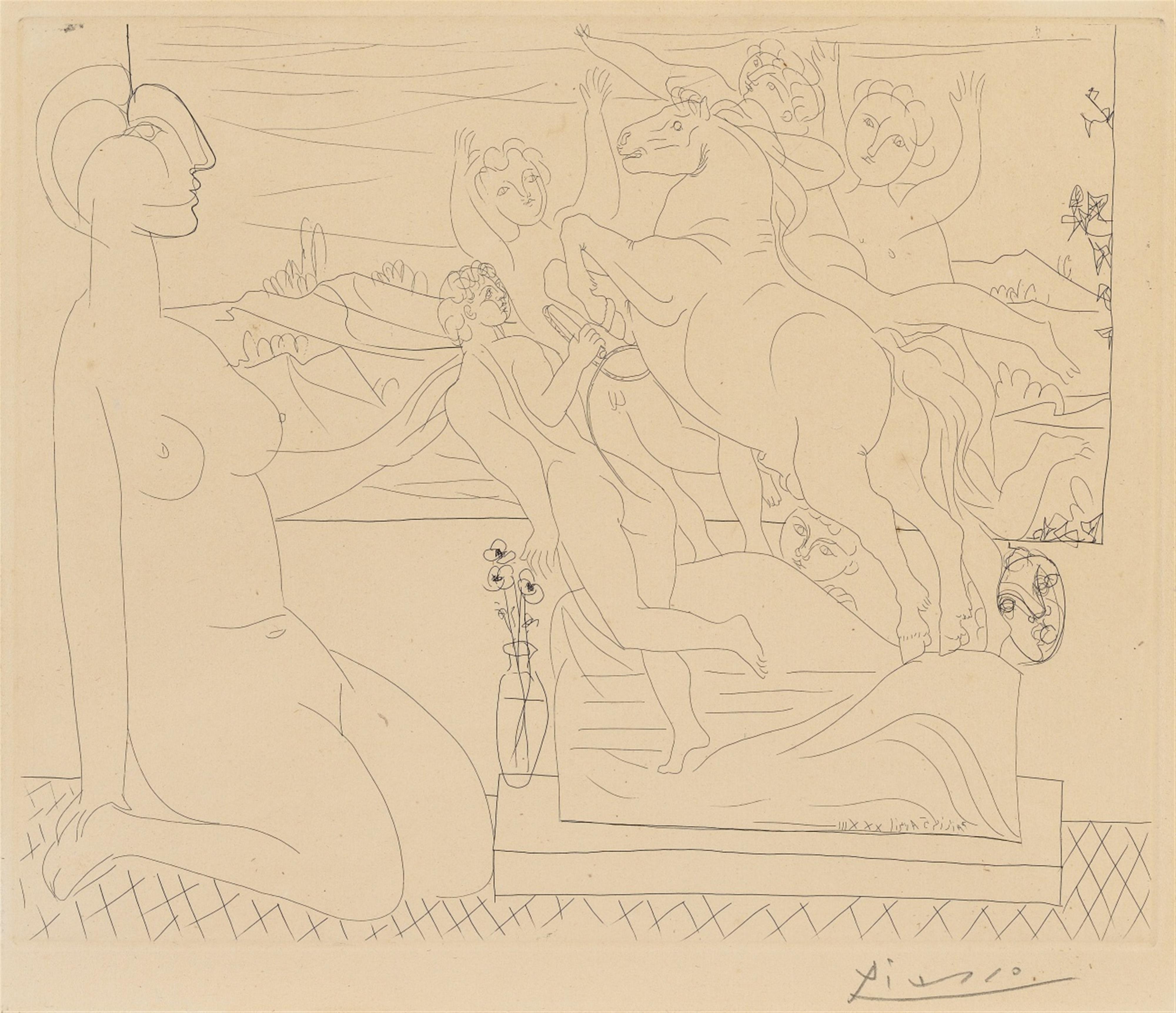 Pablo Picasso - Marie-Thérès agenouillée contemplant un groupe sculpté - image-1