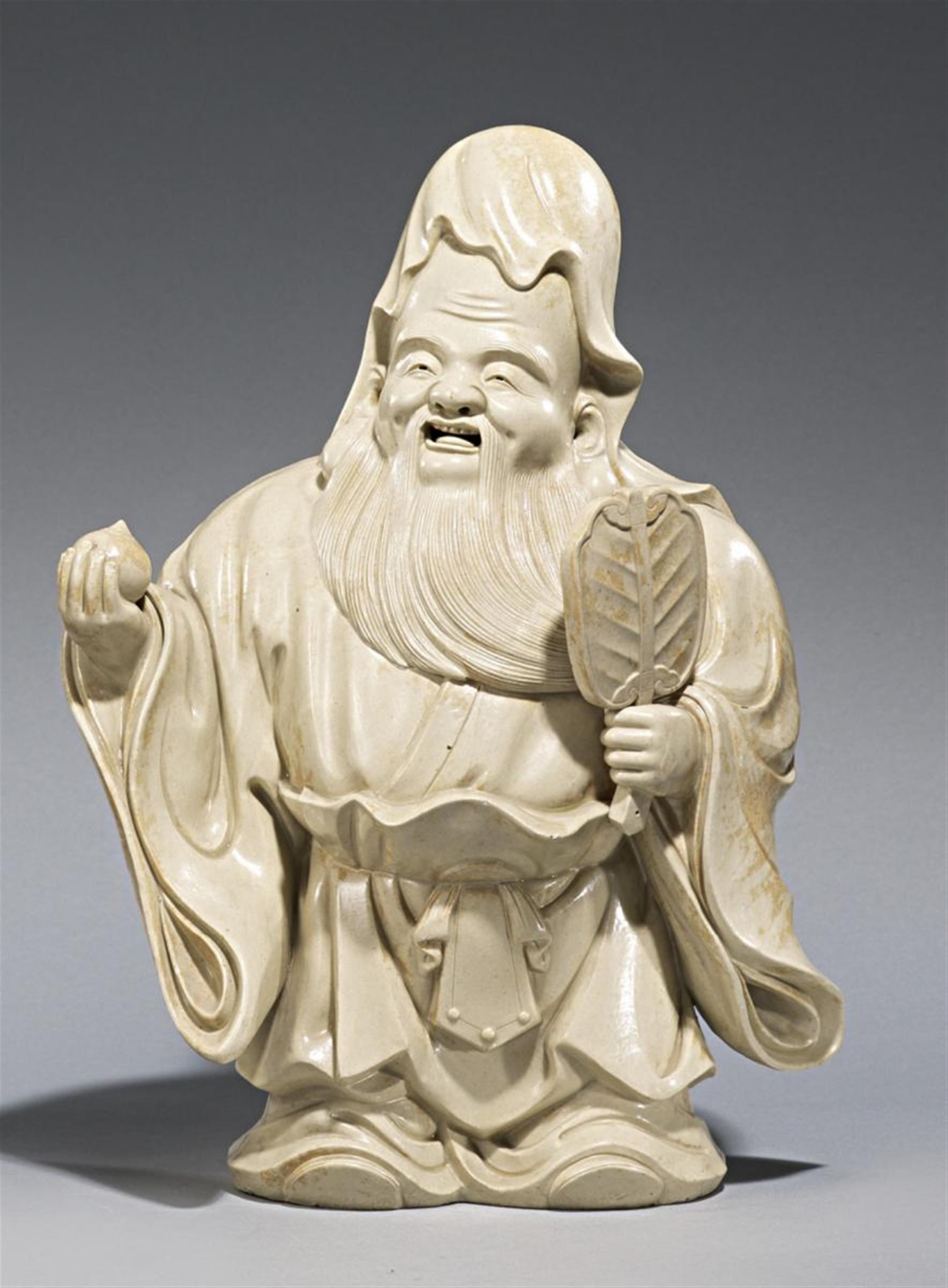 Figur des Fukurokuju. Sog. Weißes Bizen. Inbe. 19. Jh. - image-1