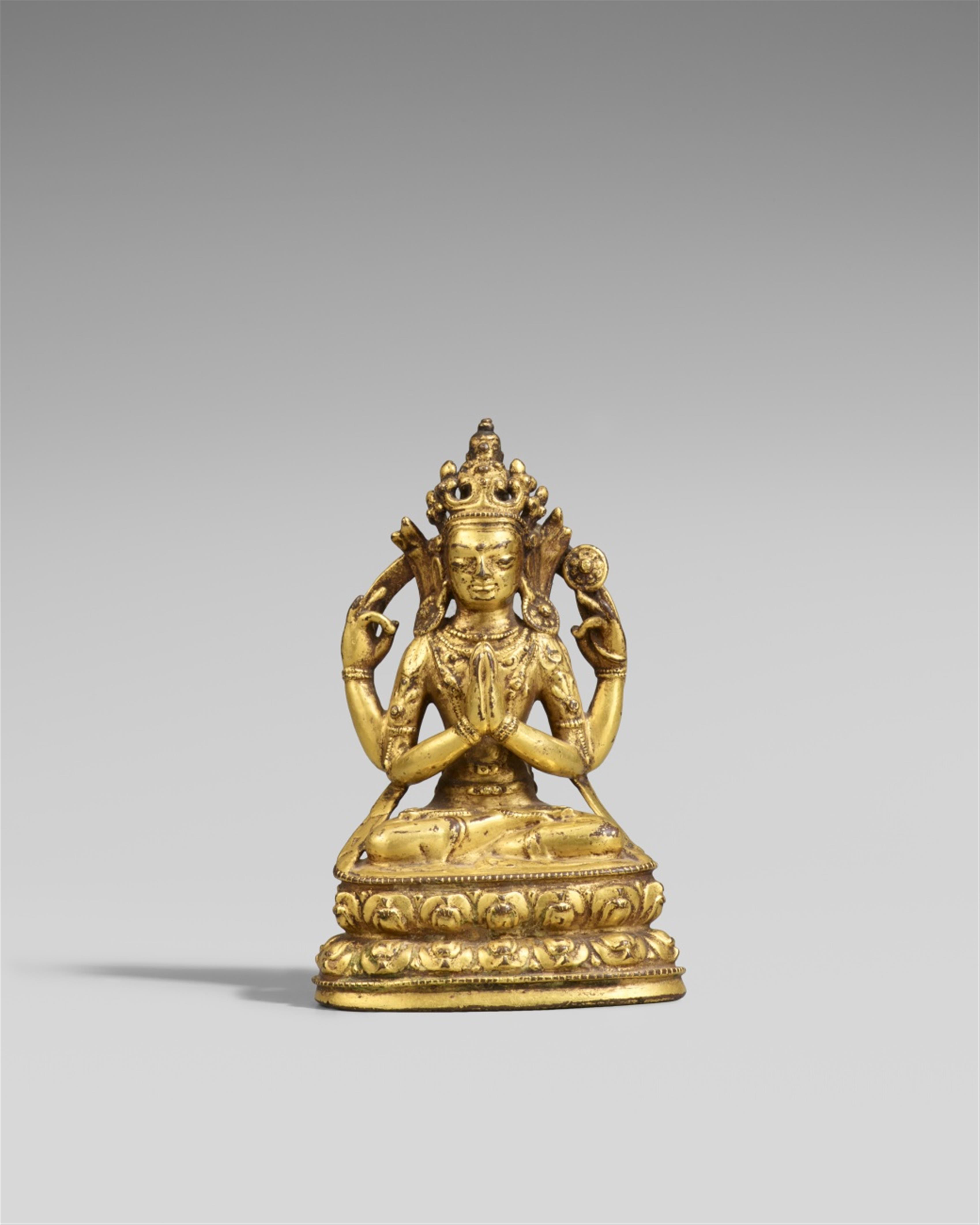 A gilt copper alloy figure of Shadakshari Avalokiteshvara. 18th/19th century - image-1