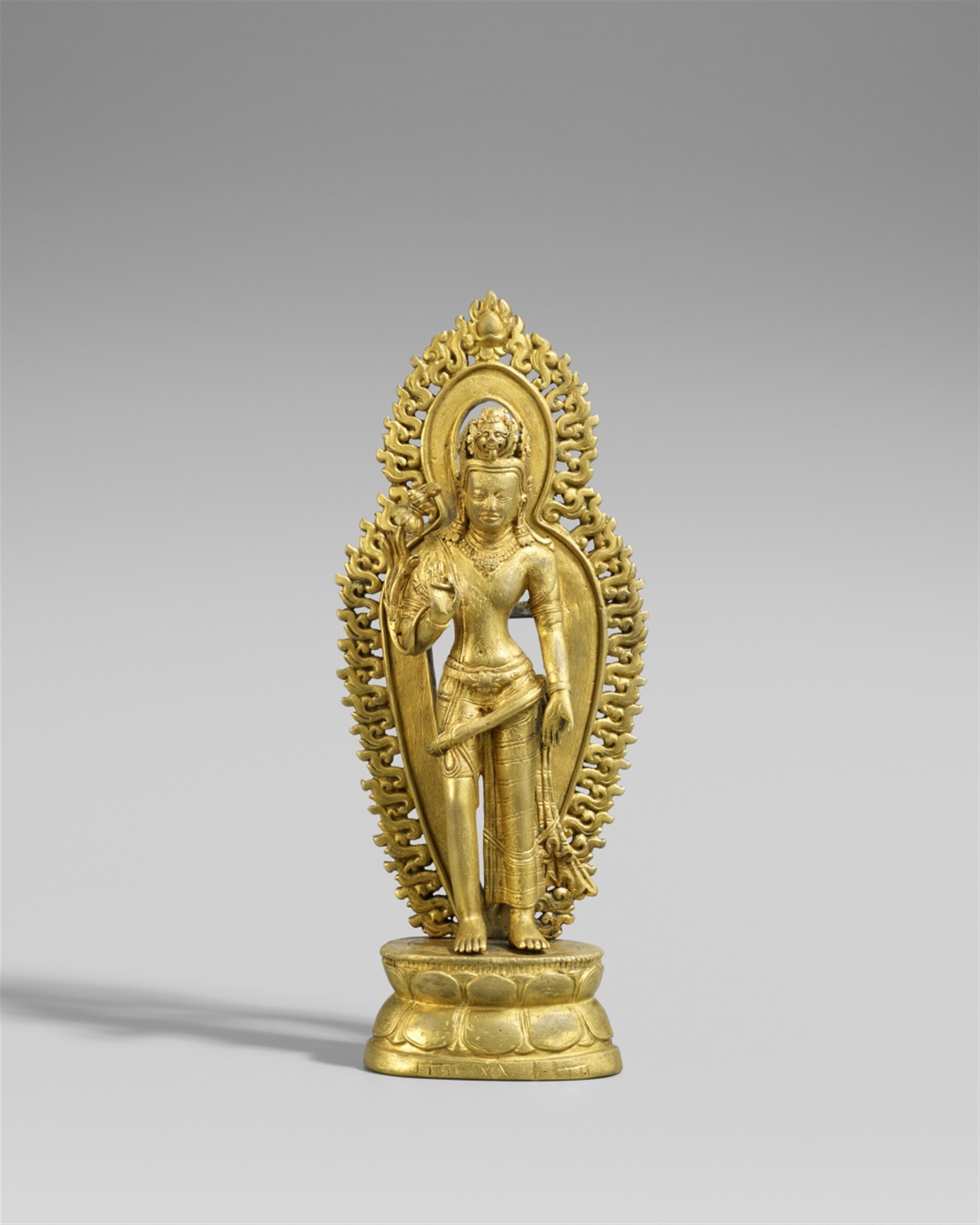 A Tibetan gilt bronze figure of Padmapani. 19th century or earlier - image-1