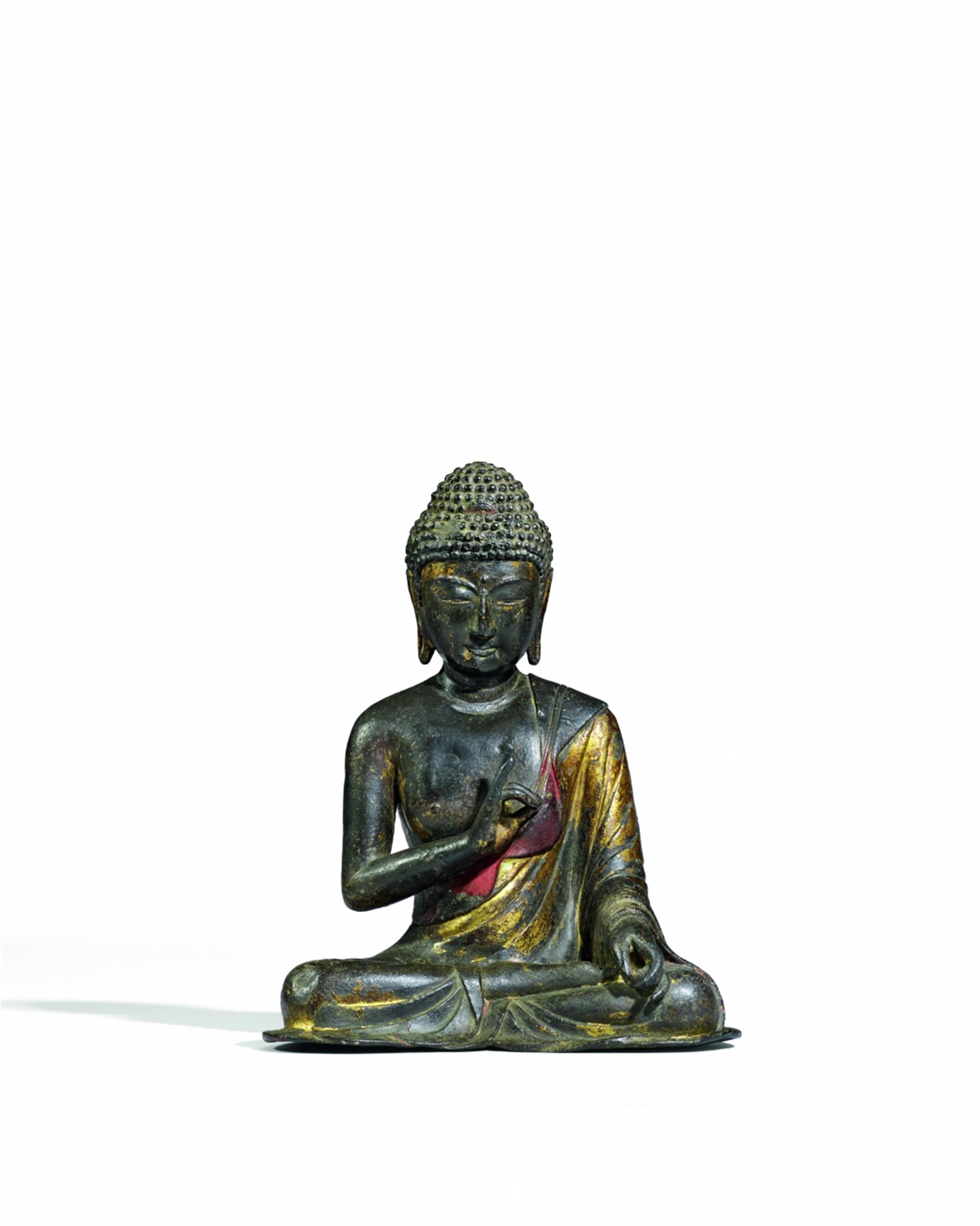 Buddha Amitabha. Bronze mit vergoldeter und bemalter Lackfassung. Provinz Yunnan. Dali-Königreich, 12. Jh. - image-1