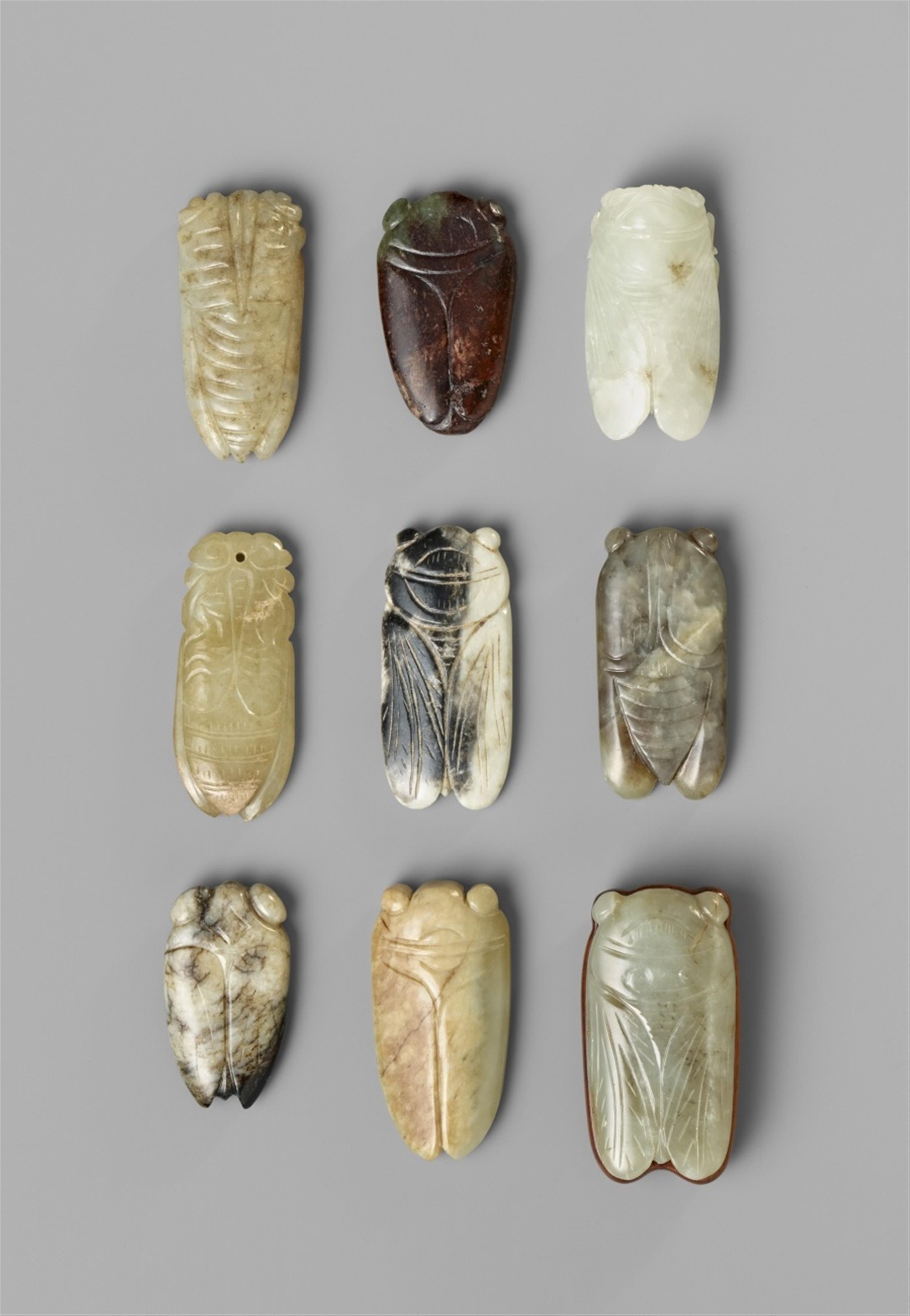 A collection of nine jade cicada. Han dynasty and later - image-1