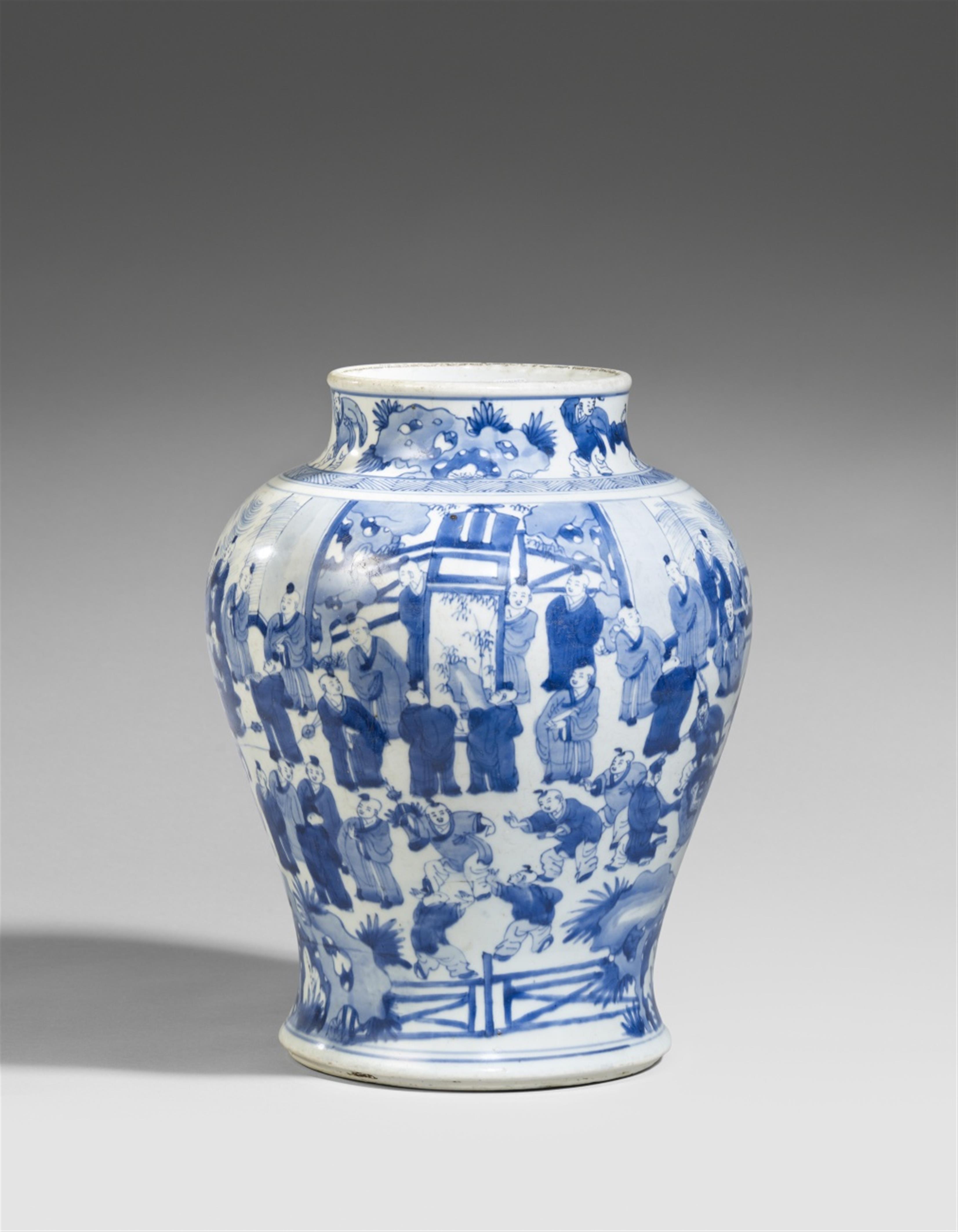 A blue and white 'boys' jar. Kangxi period (1662-1722) - image-2