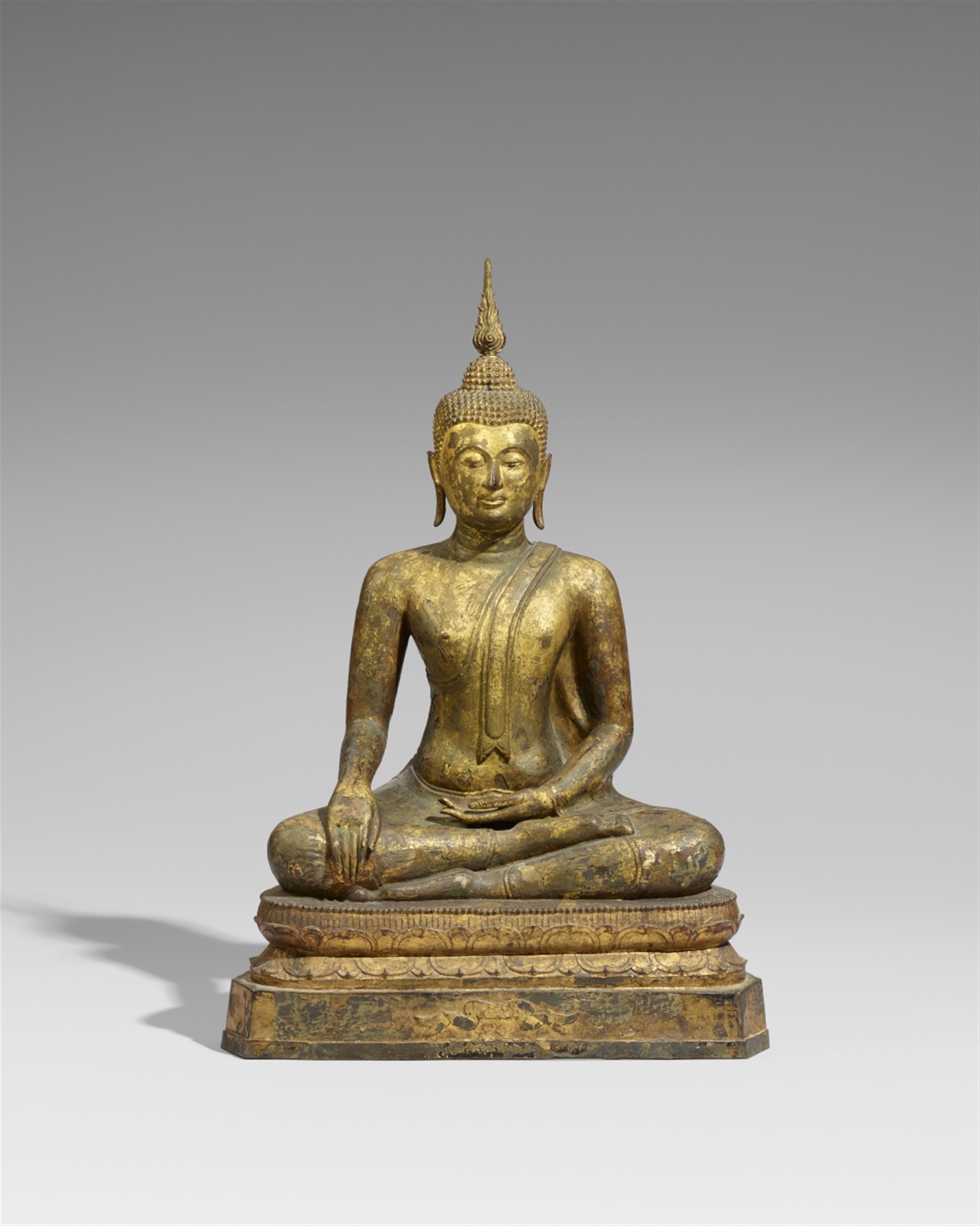 Buddha in maravijaya. Bronze. Thailand. 19. Jh. - image-1