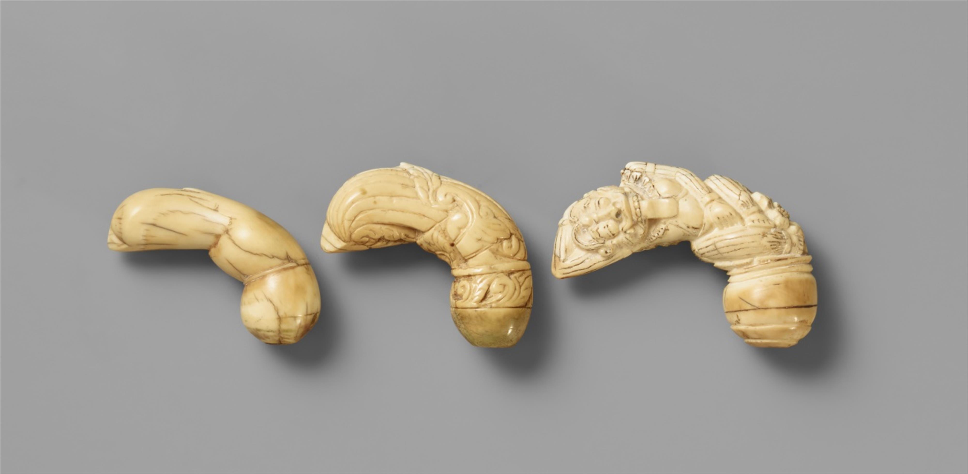 Three Sulawesi Bugis ivory keris hilts. 19th century - image-1
