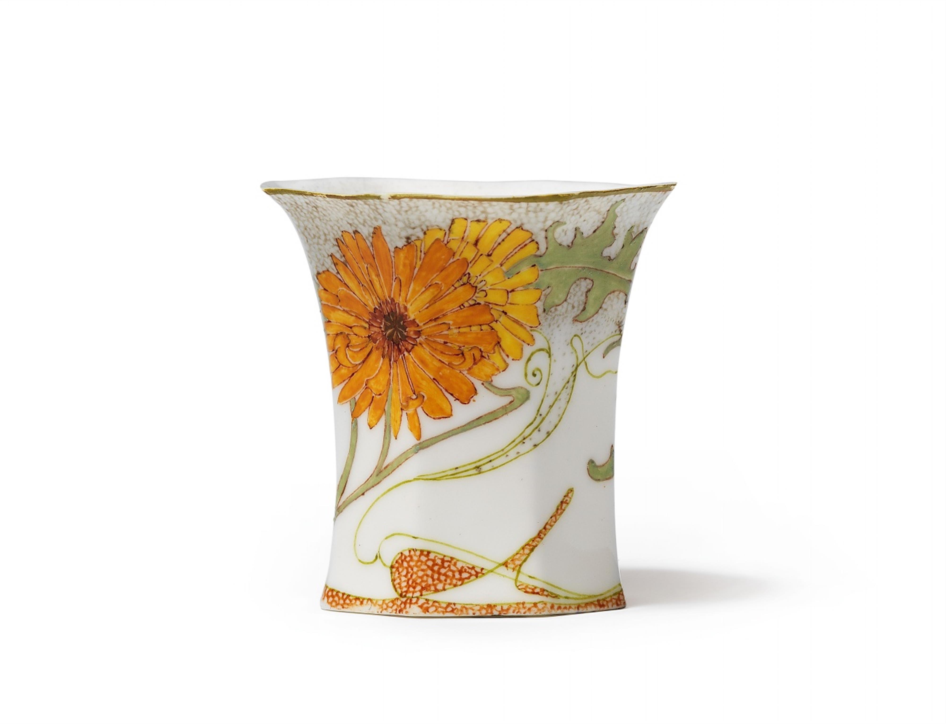 A Dutch Jugendstil eggshell porcelain coffee cup with dandelion decor - image-1