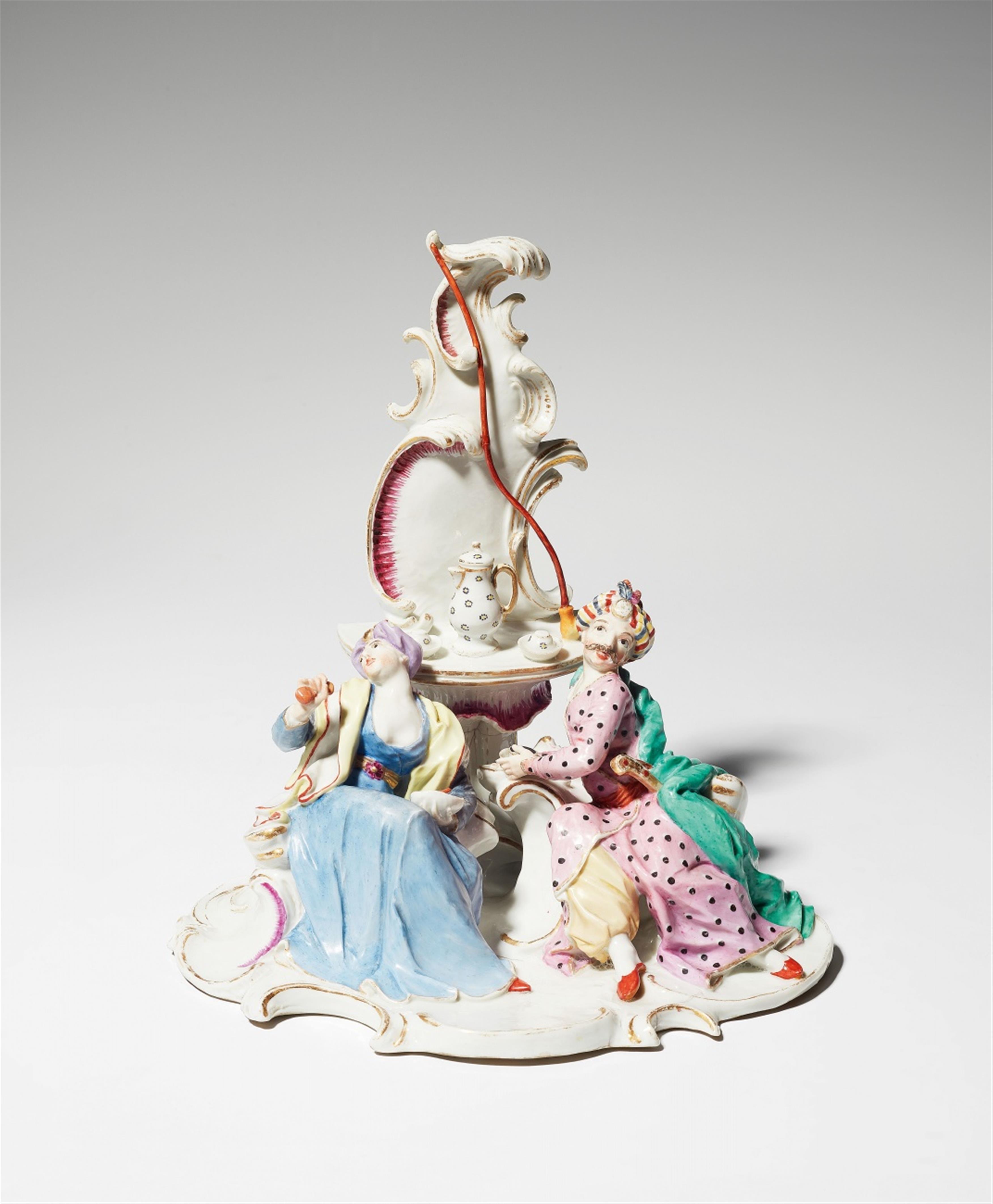 A Nymphenburg porcelain group with a Turkish couple taking coffee - image-2