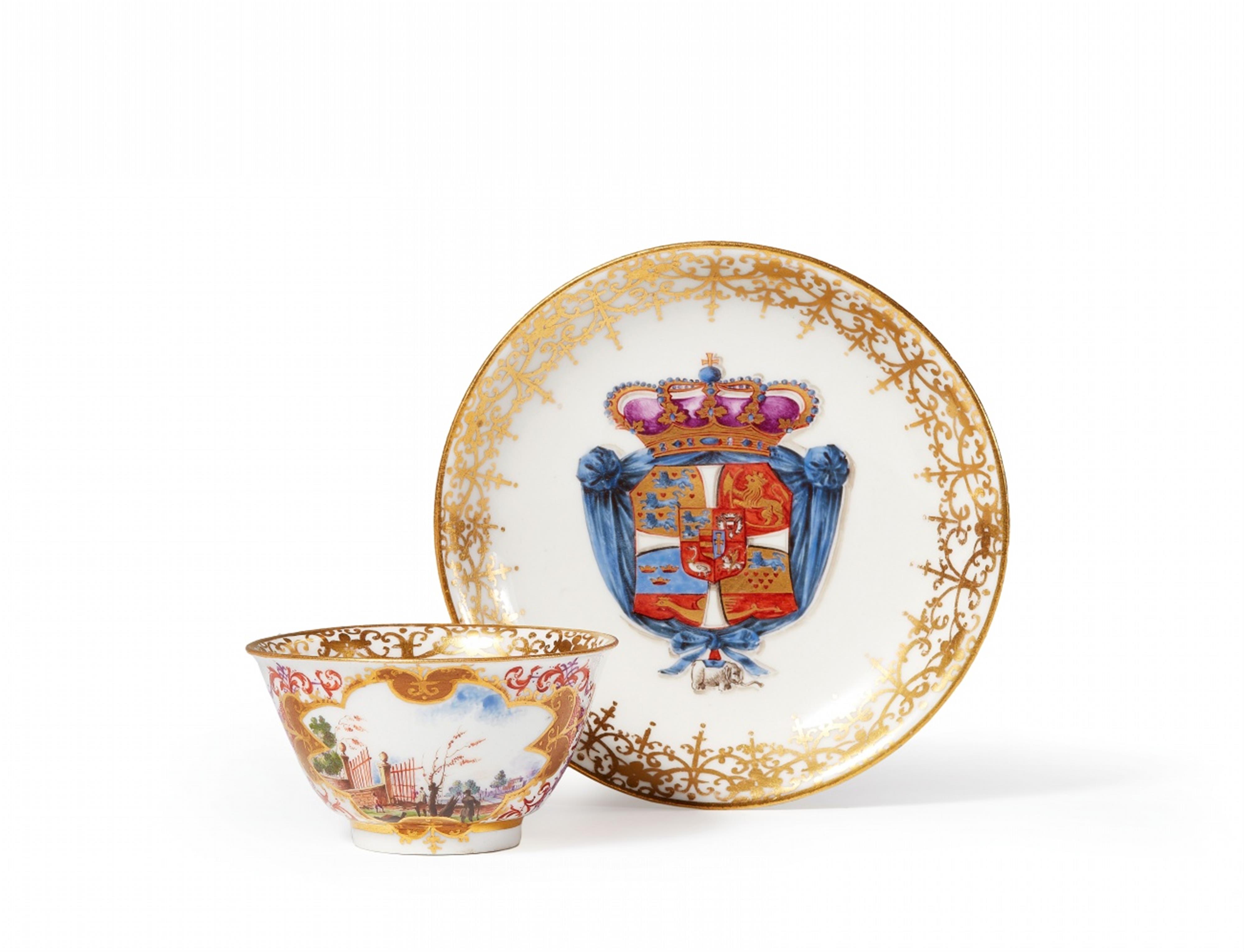 A Meissen porcelain tea bowl with the coat-of-arms of King Christian VI of Denmark - image-1