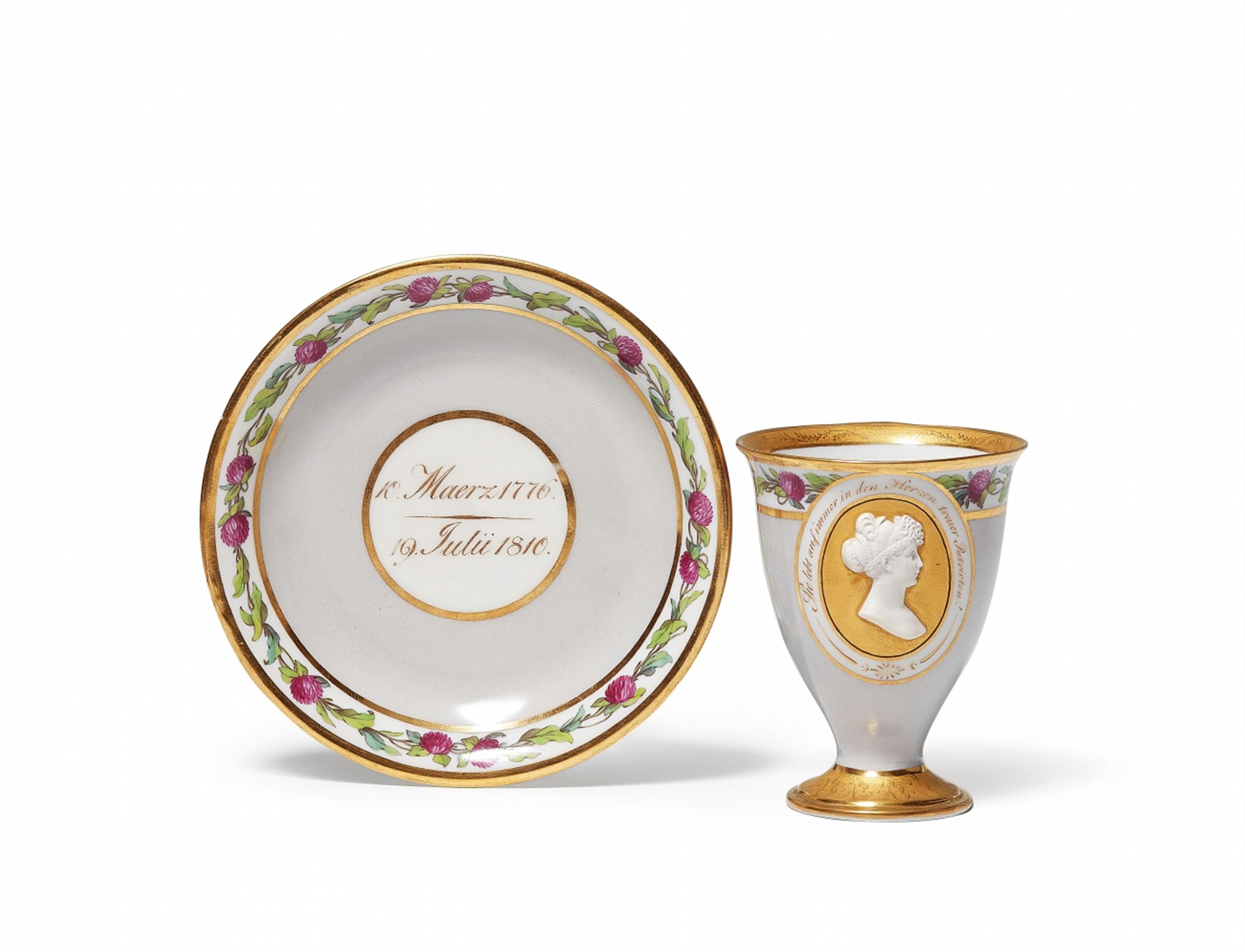 A Berlin KPM porcelain cup and saucer commemorating Queen Louise - image-1