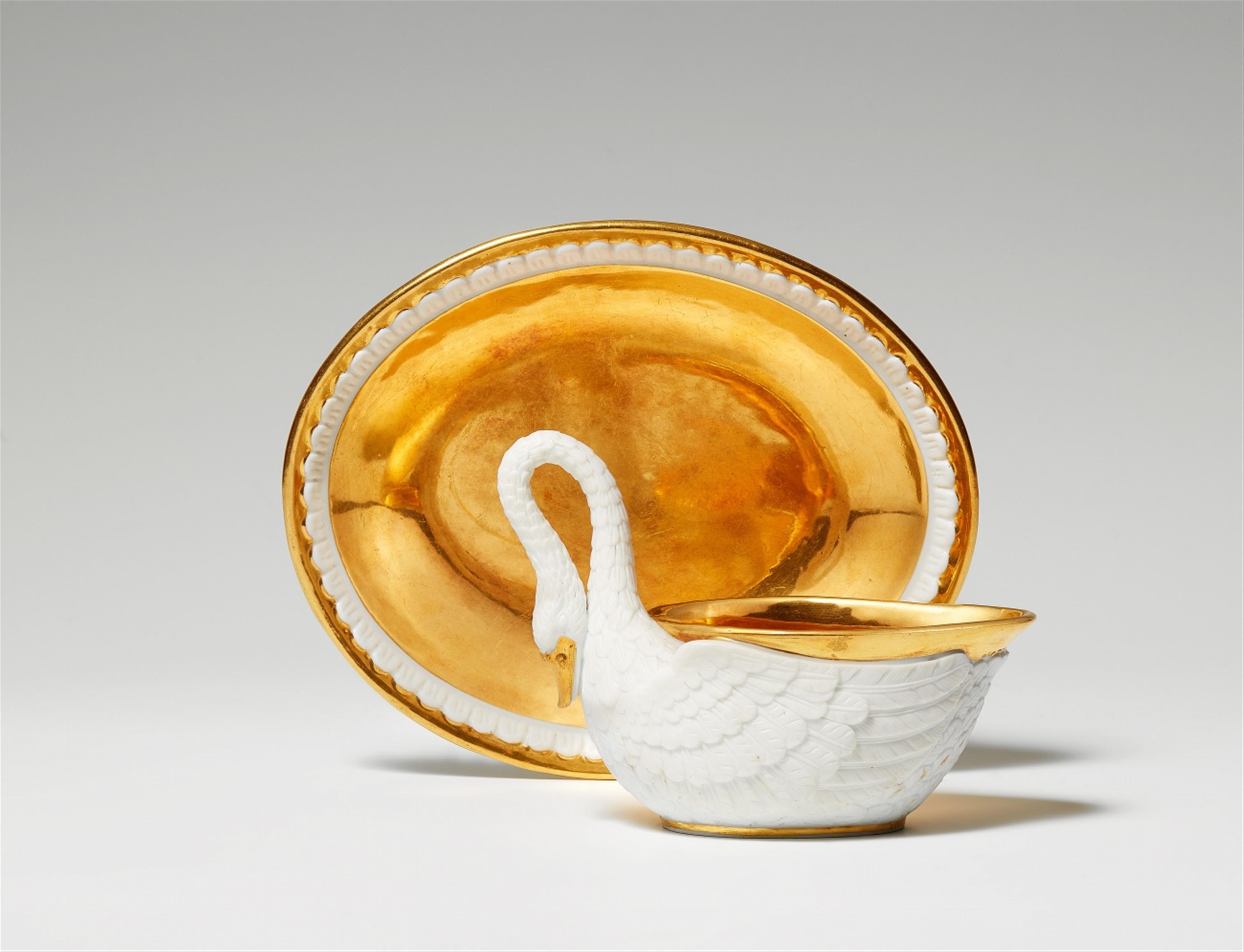 A Parisian porcelain coffee cup formed as a swan - image-1