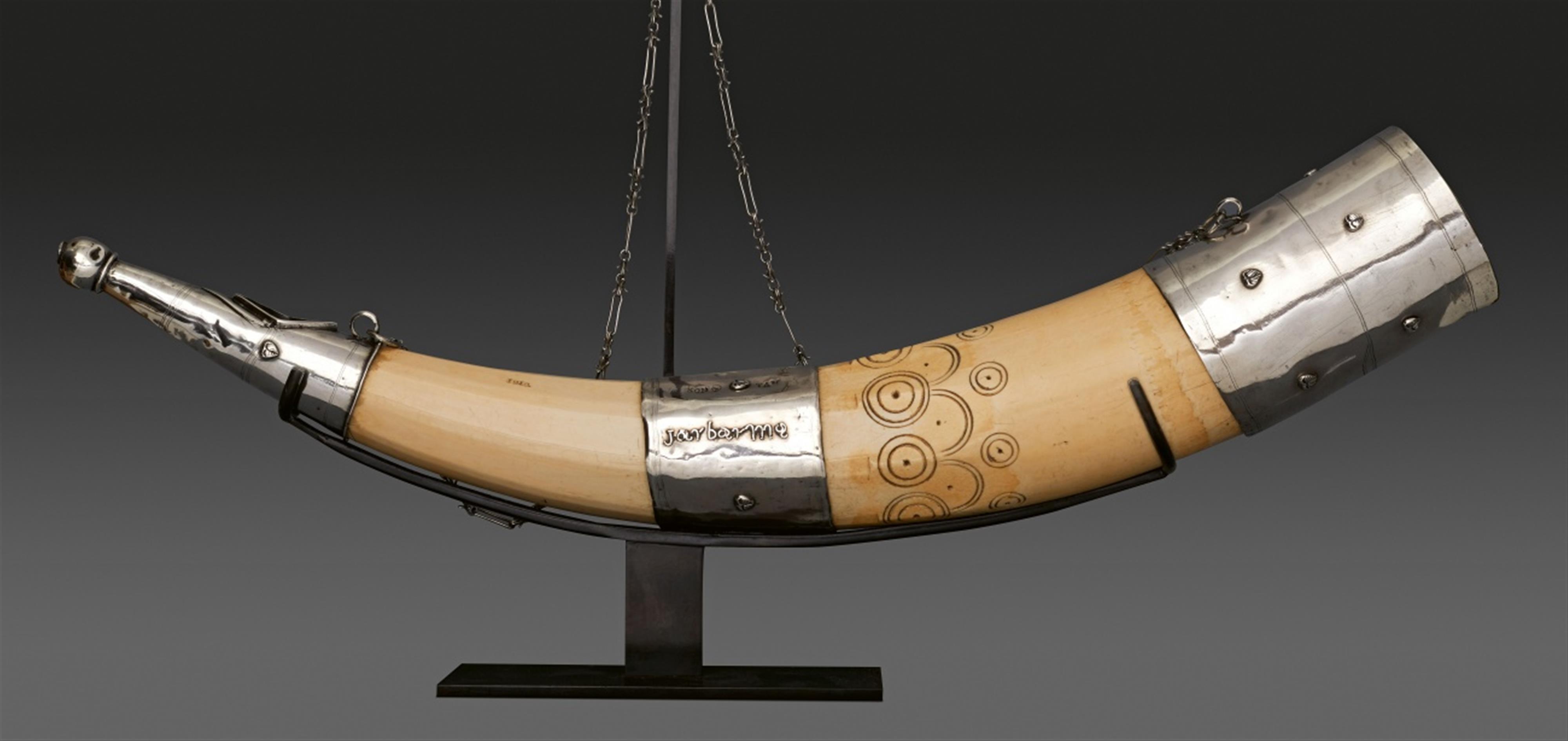 IVORY TRUMPET WITH SILVER MOUNTS - image-1
