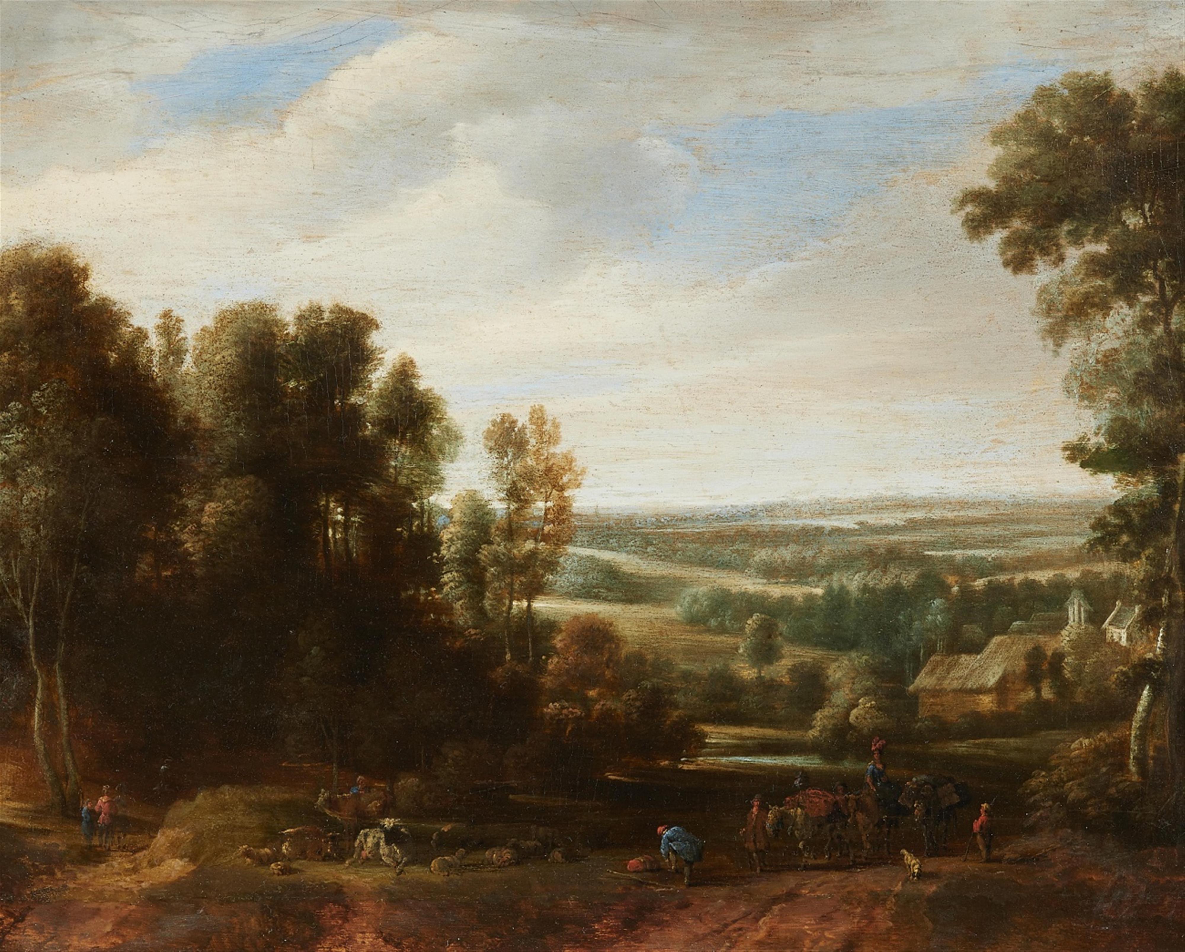 Adriaen Fransz. Boudewijns
Pieter Bout - Weite Landschaft mit Reisenden und Herde - image-1