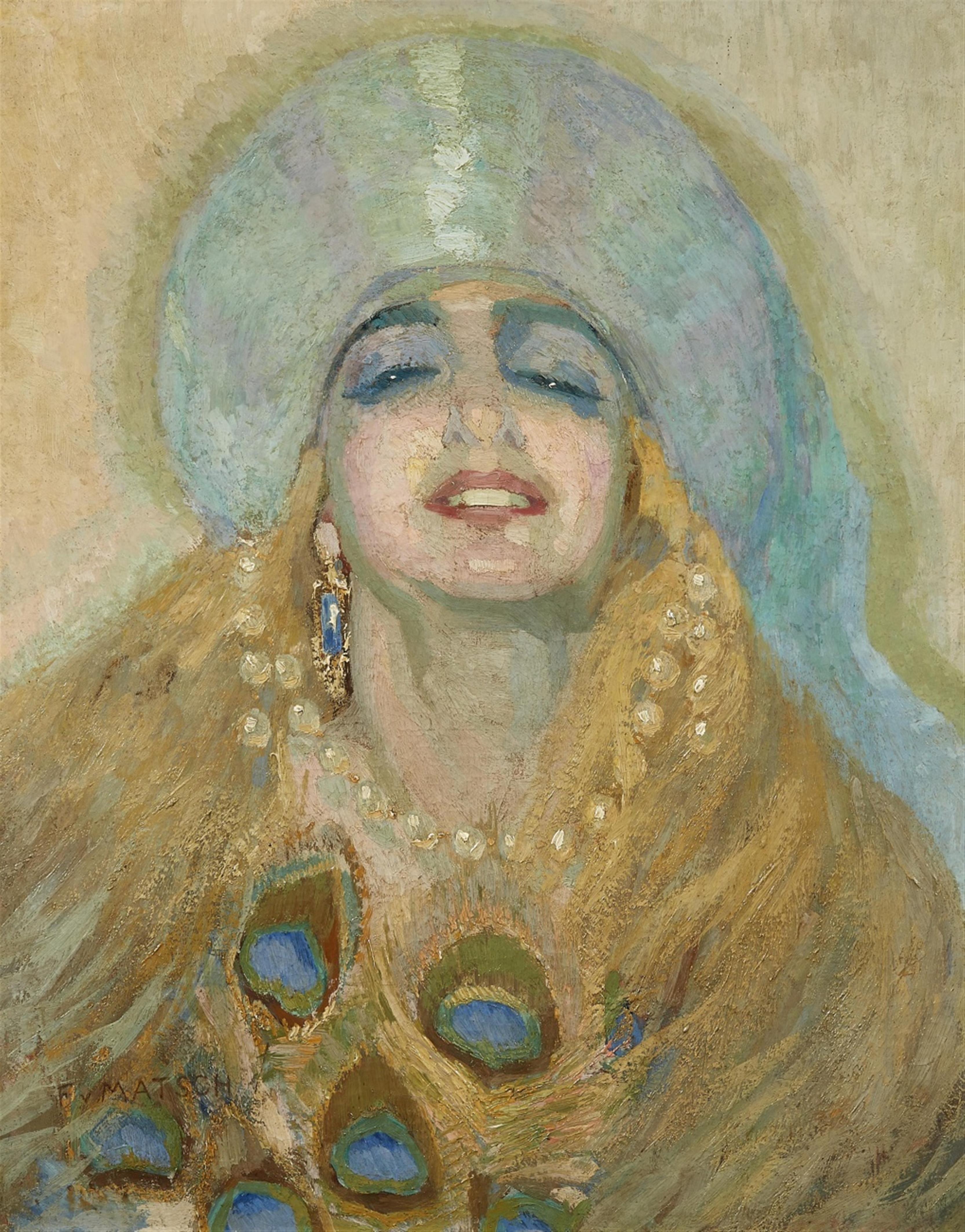 Unbekannter Künstler des frühen 20. Jahrhunderts - Portrait einer Dame mit Perlenschmuck - image-1