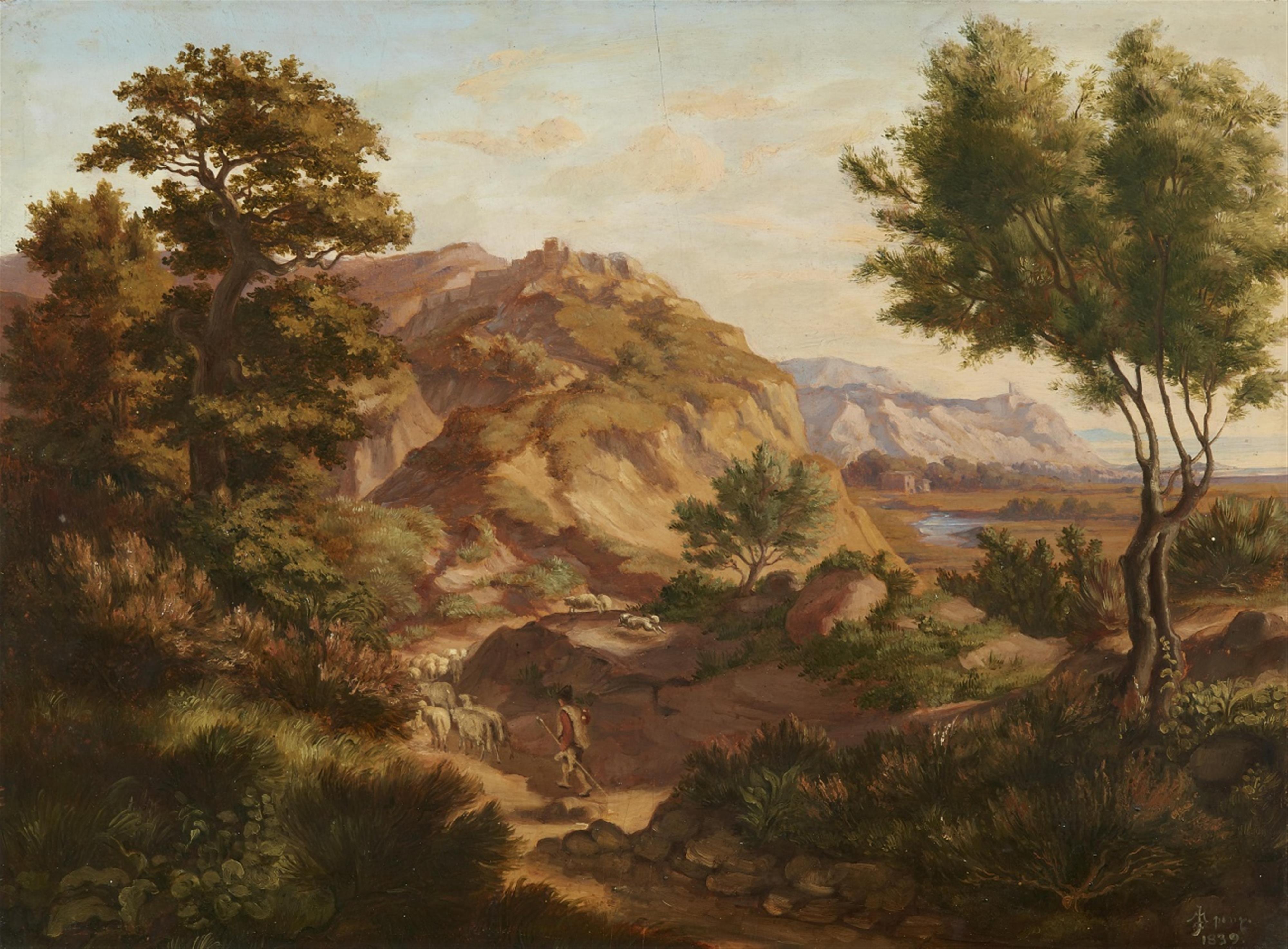 Carl Julius Milde - Italian Landscape with Shepherds - image-1