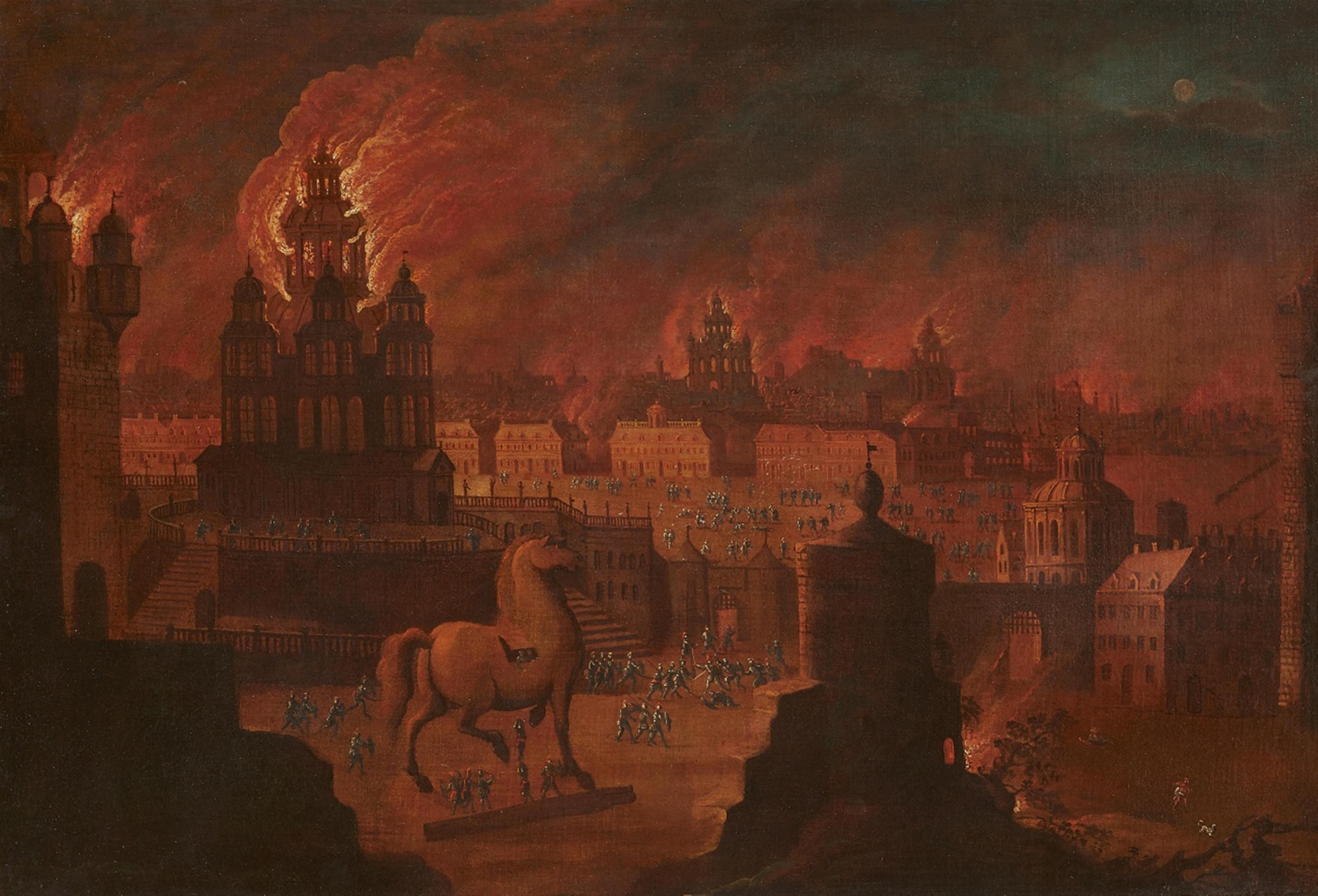 Daniel van Heil, circle of - The Burning of Troy - image-1