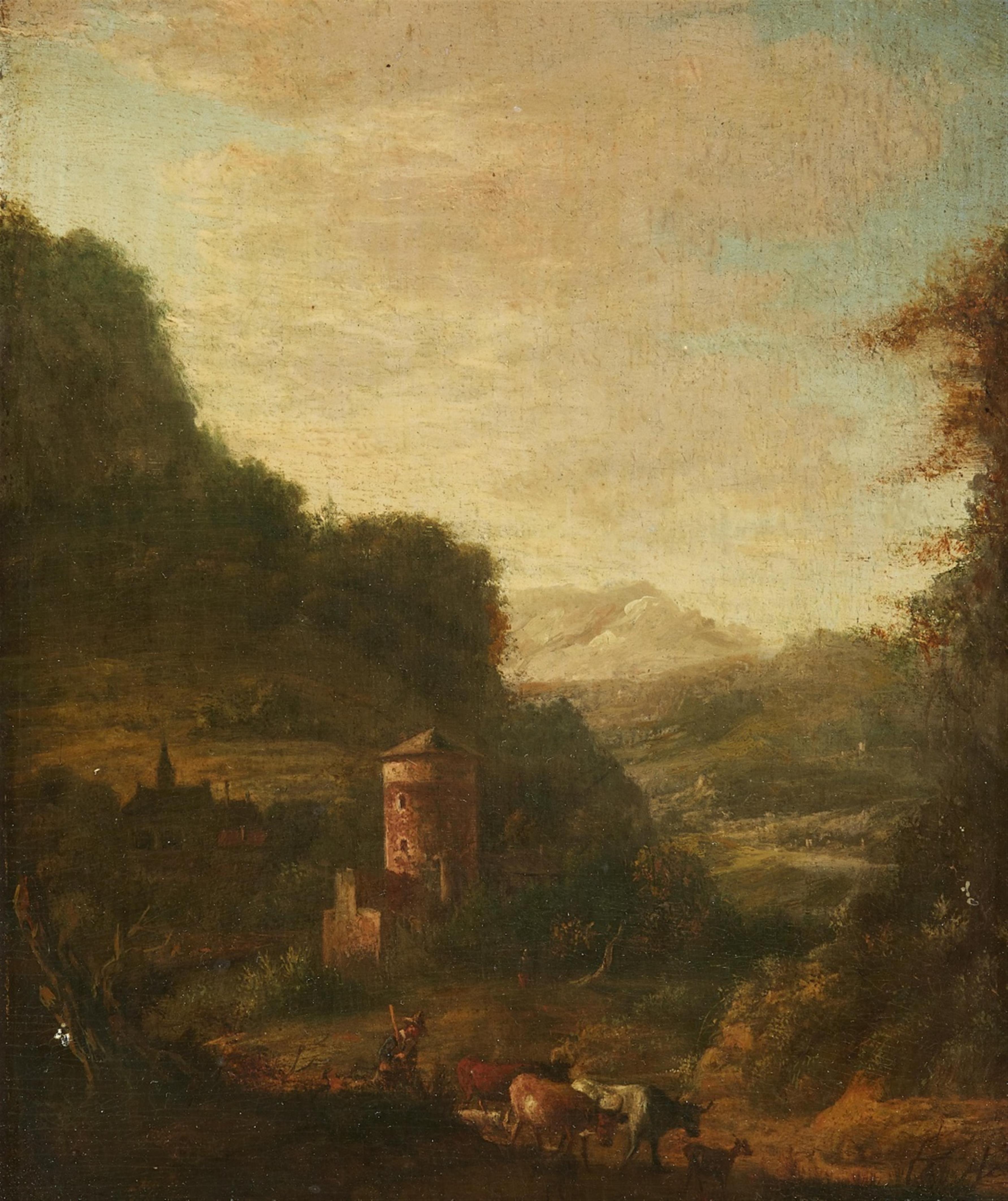 Guilliam (Willem) de Heusch, attributed to - Pastoral Southern Landscape with a Castle - image-1