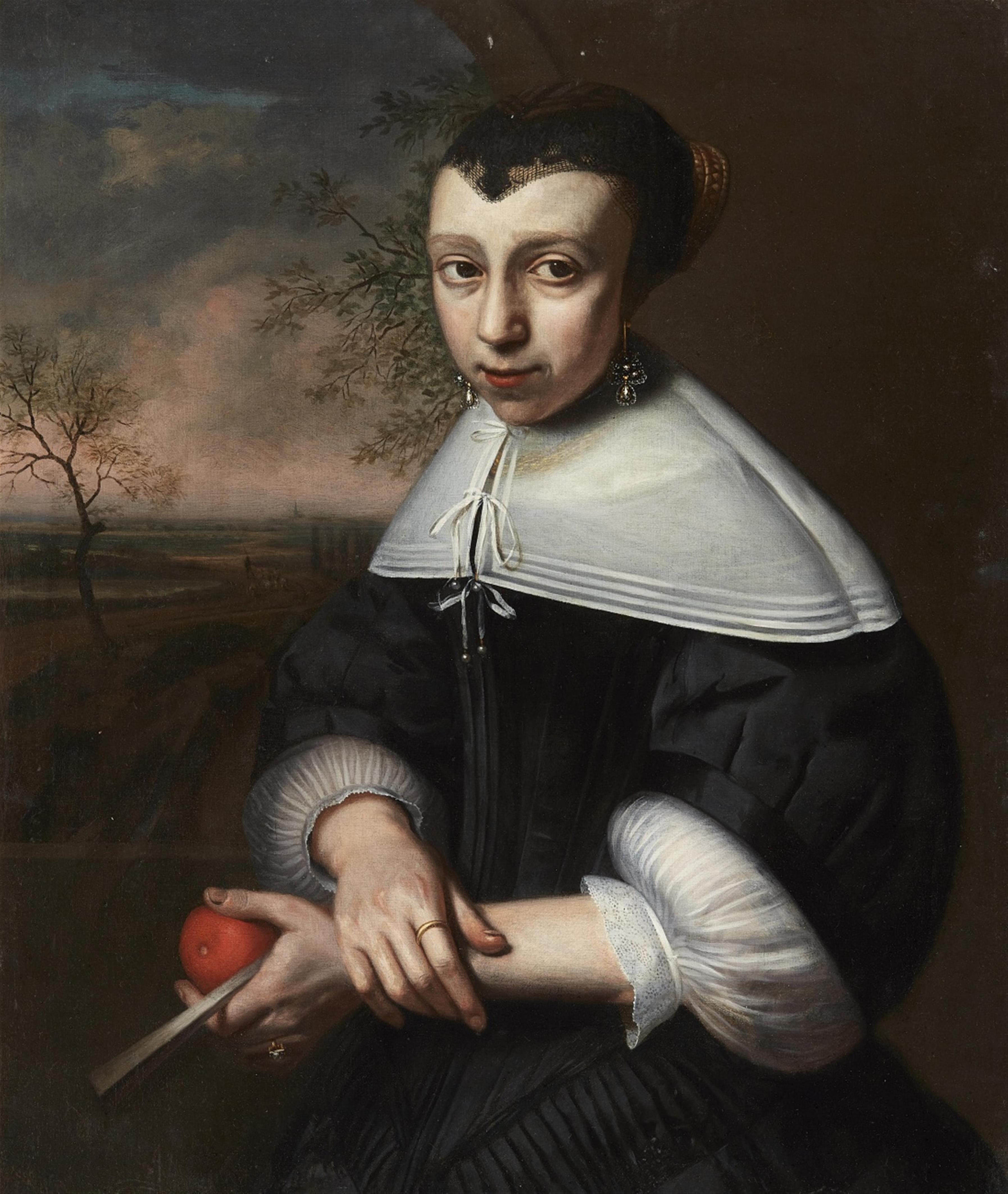 Niederländischer Meister des 17. Jahrhunderts - Bildnis einer Dame vor weiter Landschaft - image-1