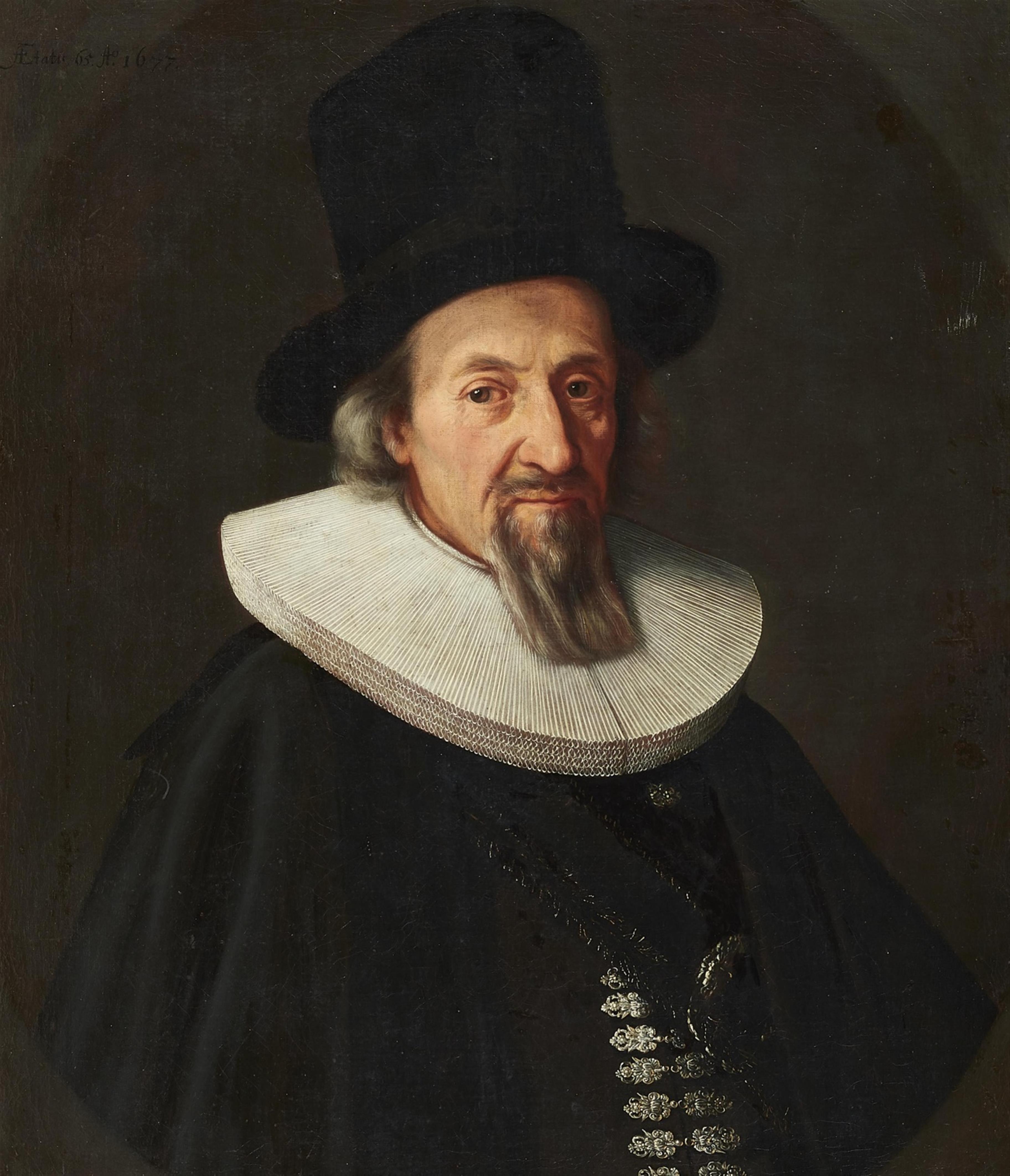 Niederländischer oder Deutscher Meister Mitte des 17. Jahrhunderts - Bildnis eines Herrn mit schwarzem Hut - image-1
