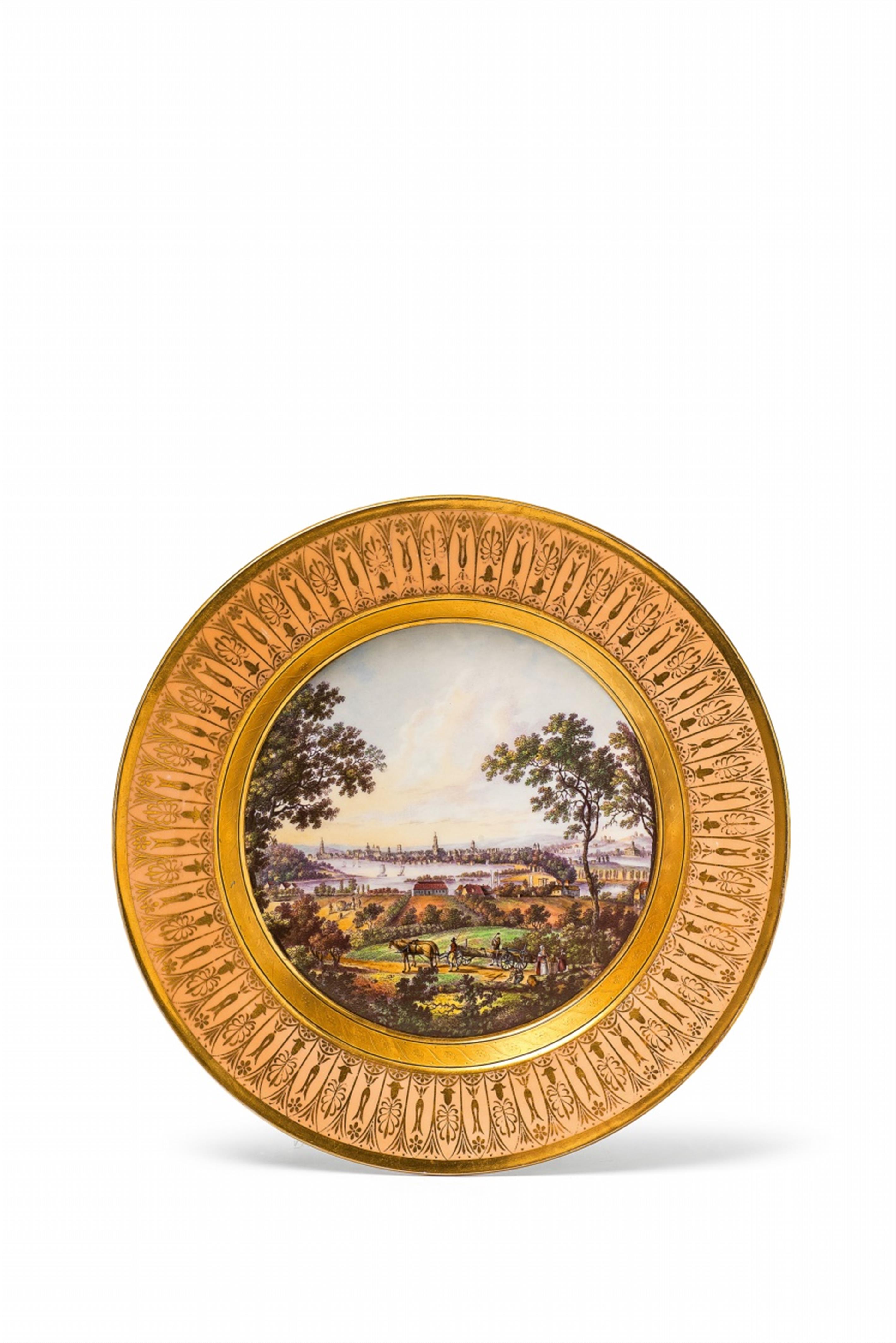 A Berlin KPM porcelain plate with a view of Potsdam seen from Mount Glienicker - image-1