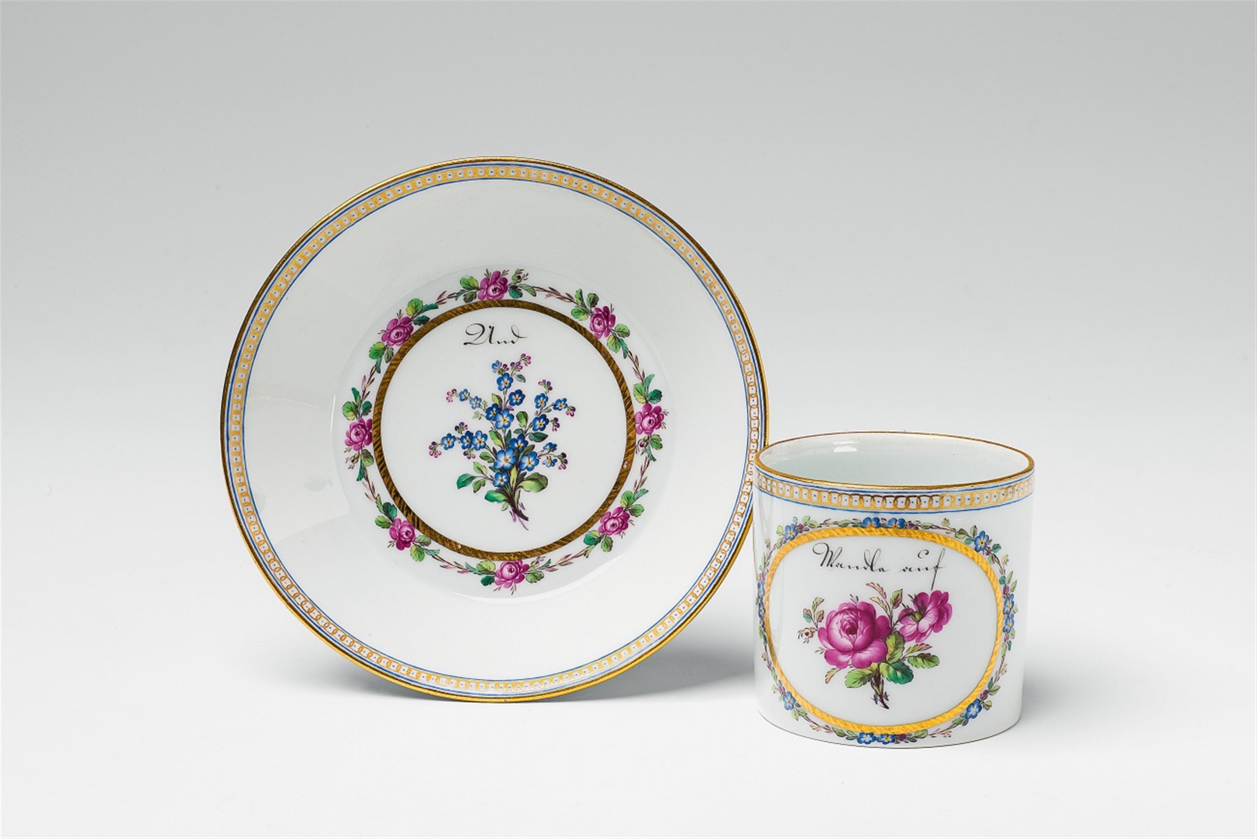 A Berlin KPM porcelain floral motto cup - image-1